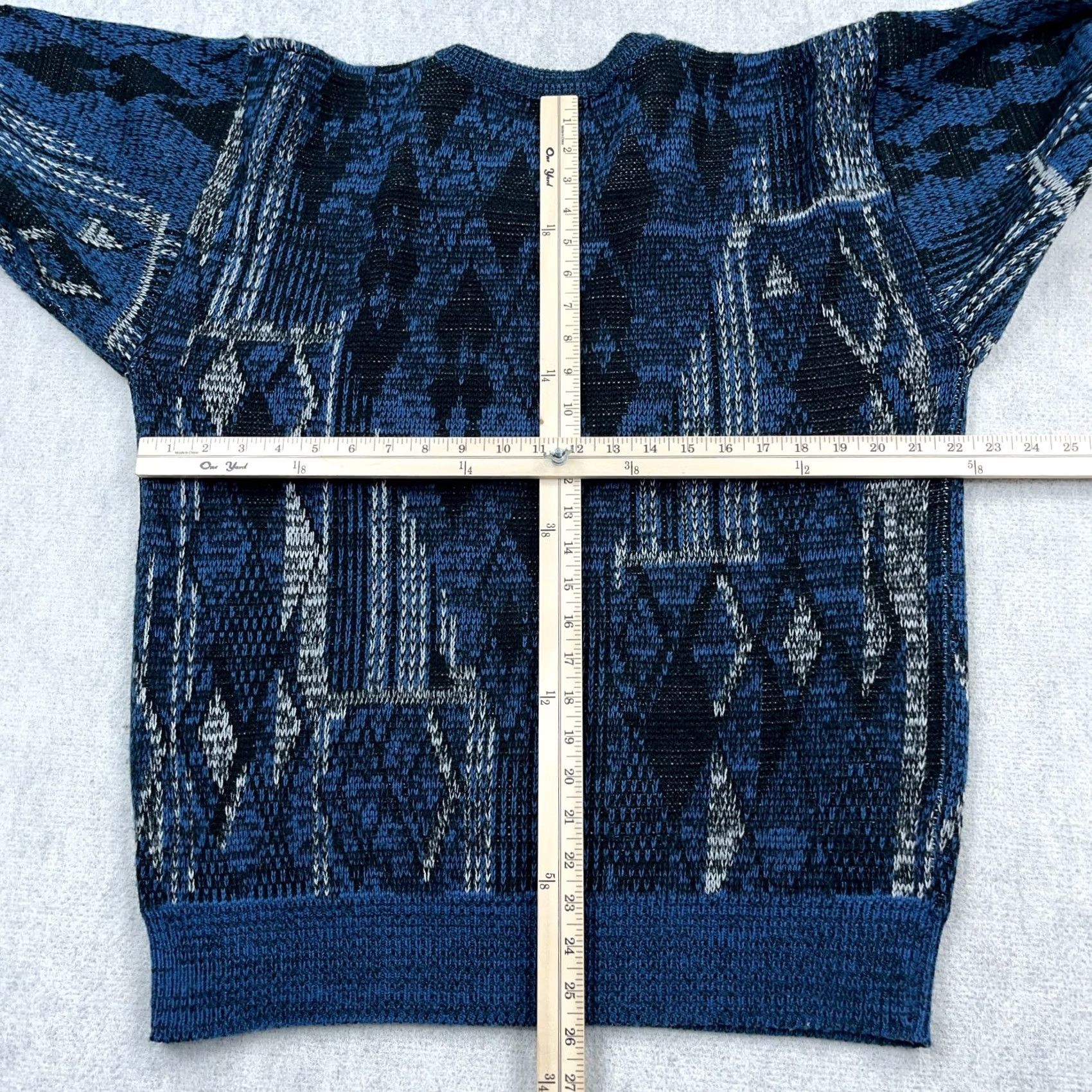 Vintage VINTAGE Grandpa Sweater Mens Large Blue Black Geometric Crewneck 80s 90s Cosby Size US L / EU 52-54 / 3 - 5 Thumbnail