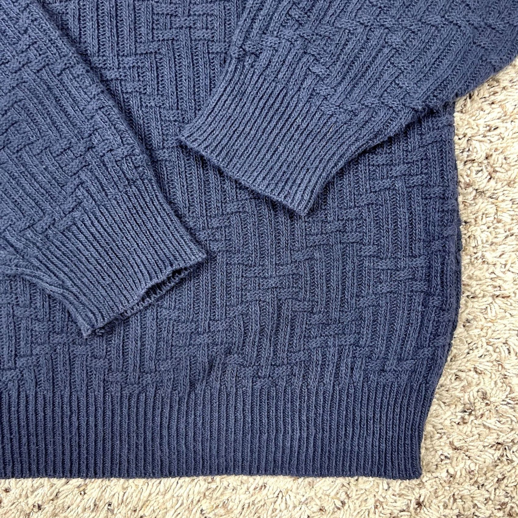 Vintage VINTAGE John Weitz Heavyweight Sweater Mens Large Blue Pullover Sweater 90s Classic Knit Cotton Ret Size US L / EU 52-54 / 3 - 5 Thumbnail