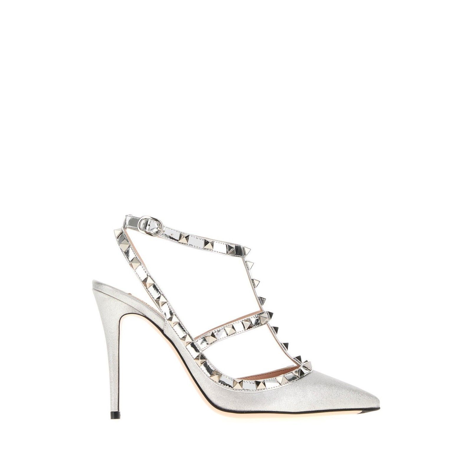 VALENTINO GARAVANI Rockstud 100mm Silver Pumps New & Authent
