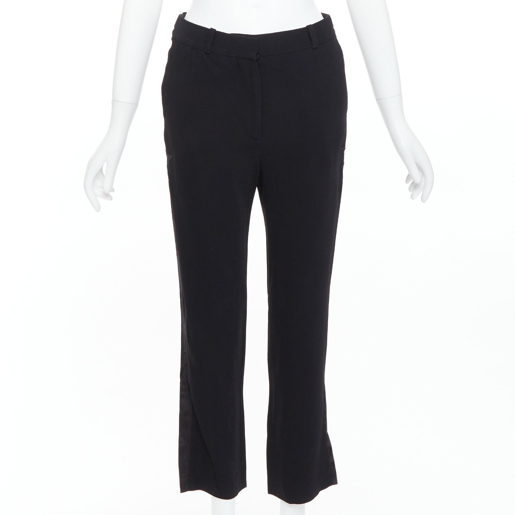 Givenchy GIVENCHY black star applique silk trim flare cropped trousers FR34 XS Size 26" / US 2 / IT 38 - 1 Thumbnail