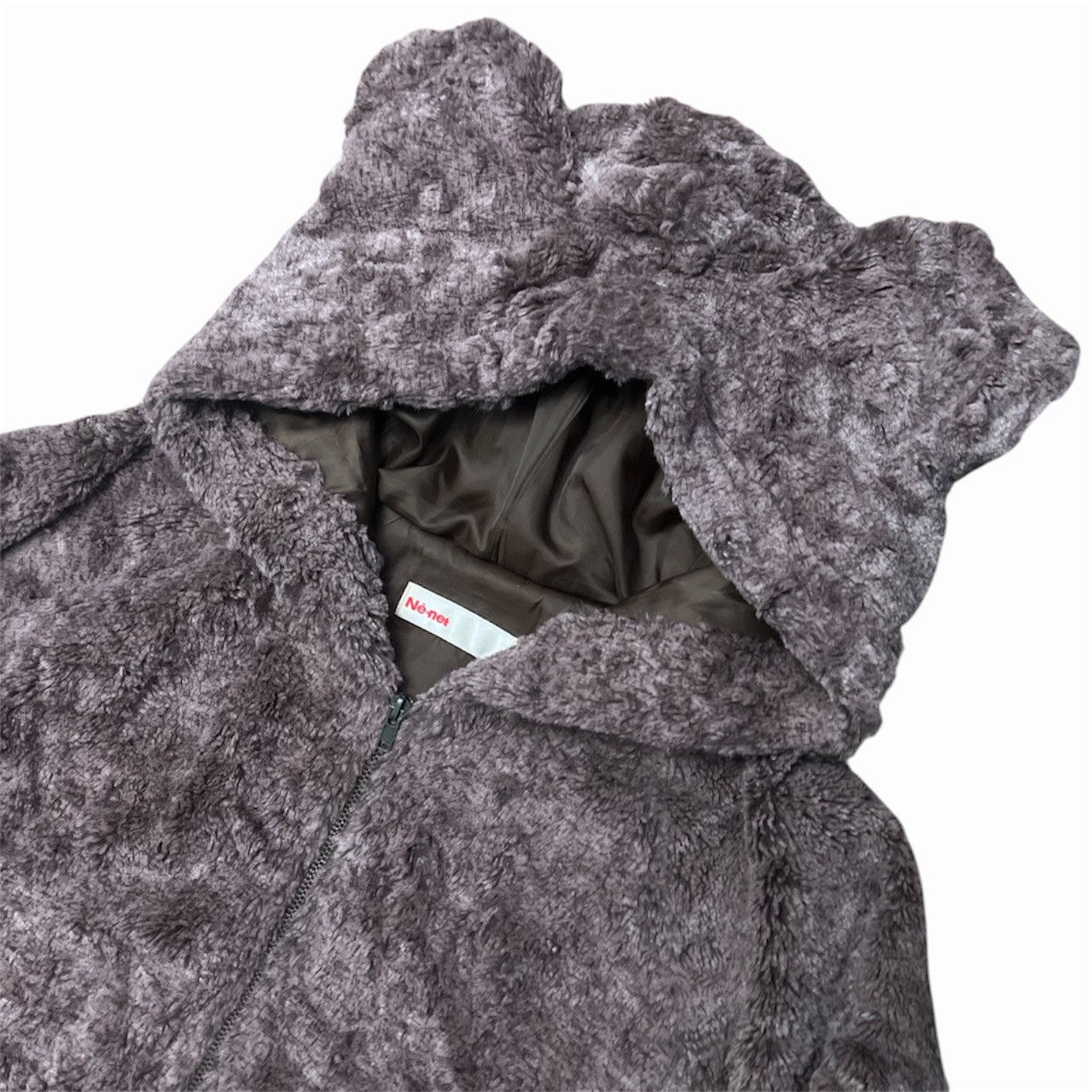Ne-Net Ne-net Brown Fur Fluffy Bear Ear Hoodie Size US M / EU 48-50 / 2 - 2 Thumbnail