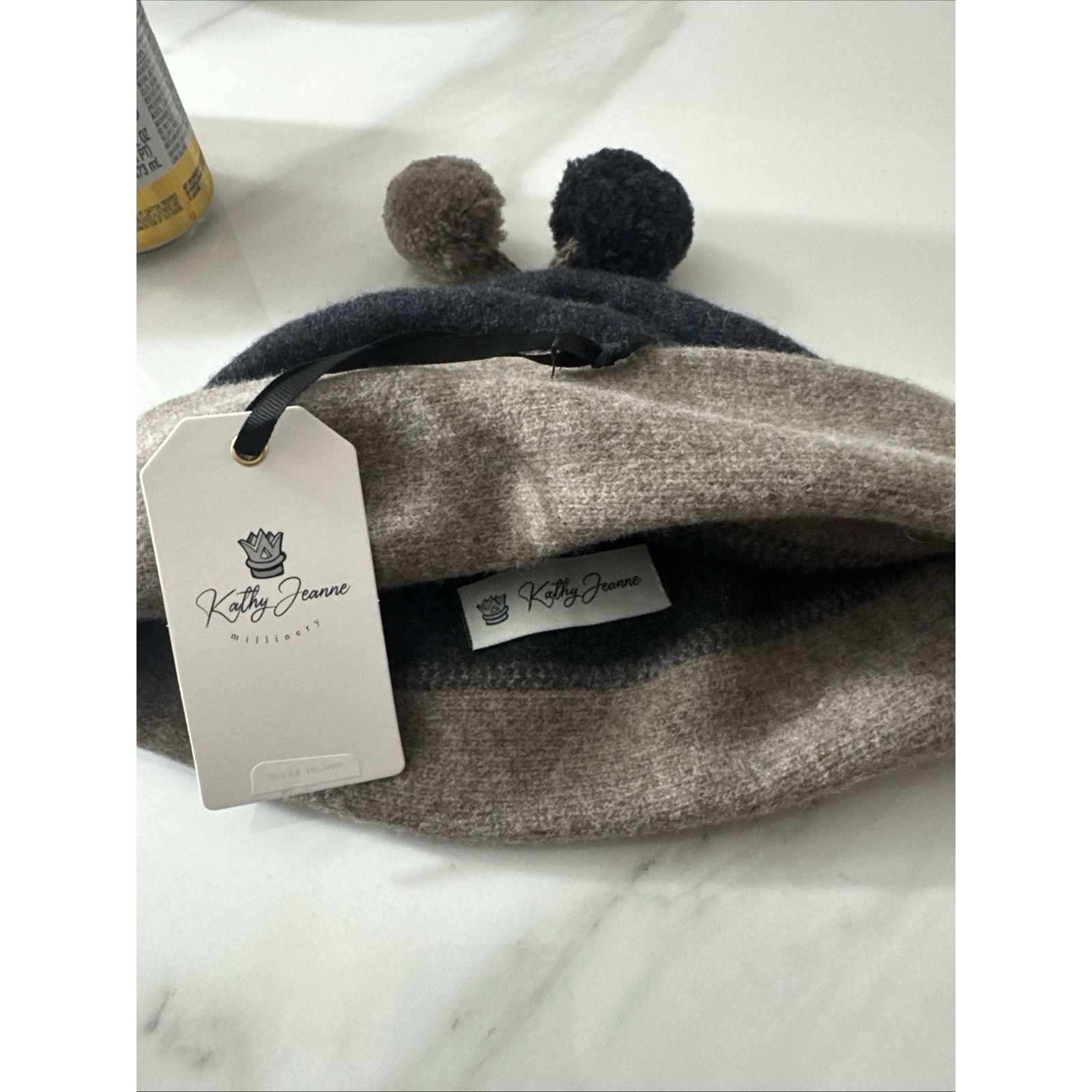Other Kathy Jeanne Millinery Wool Beret Hat Gray Taupe Double Pom Size ONE SIZE - 2 Thumbnail