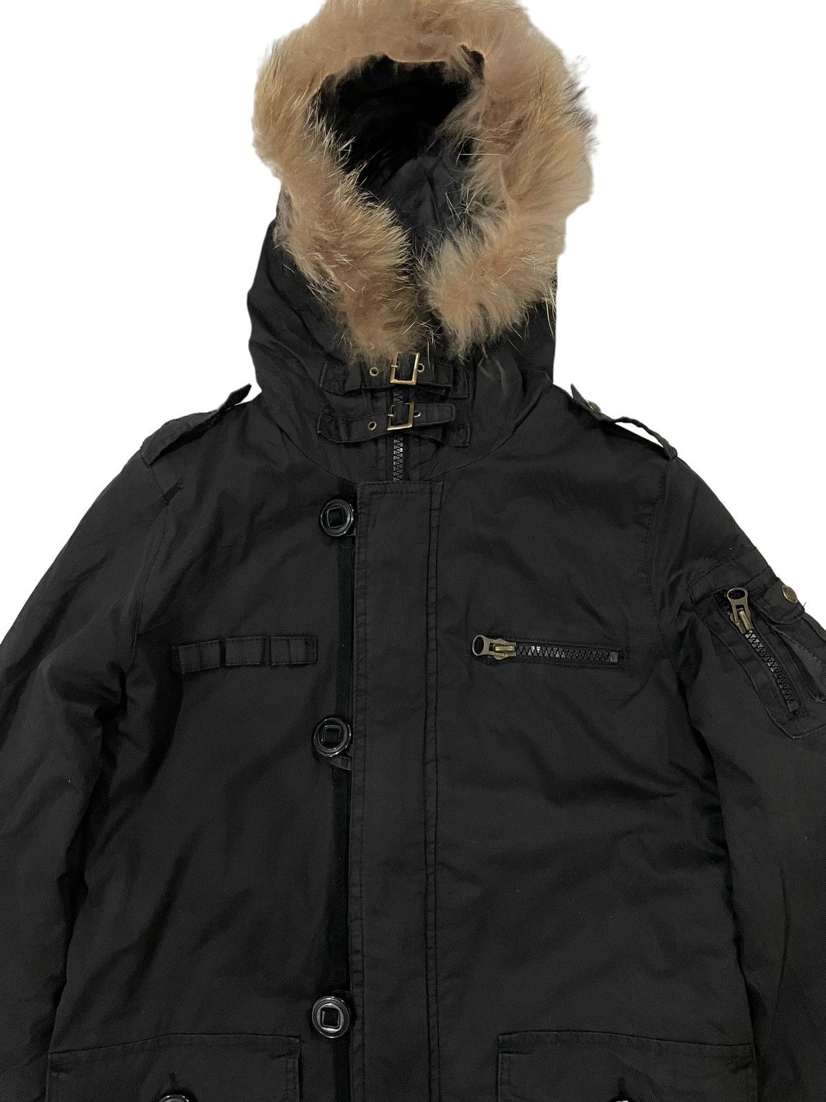 Japanese Brand × Vintage TRIBE Raccoon Fur Hooded Puffer Bondage Punk Jacket Size US M / EU 48-50 / 2 - 3 Thumbnail