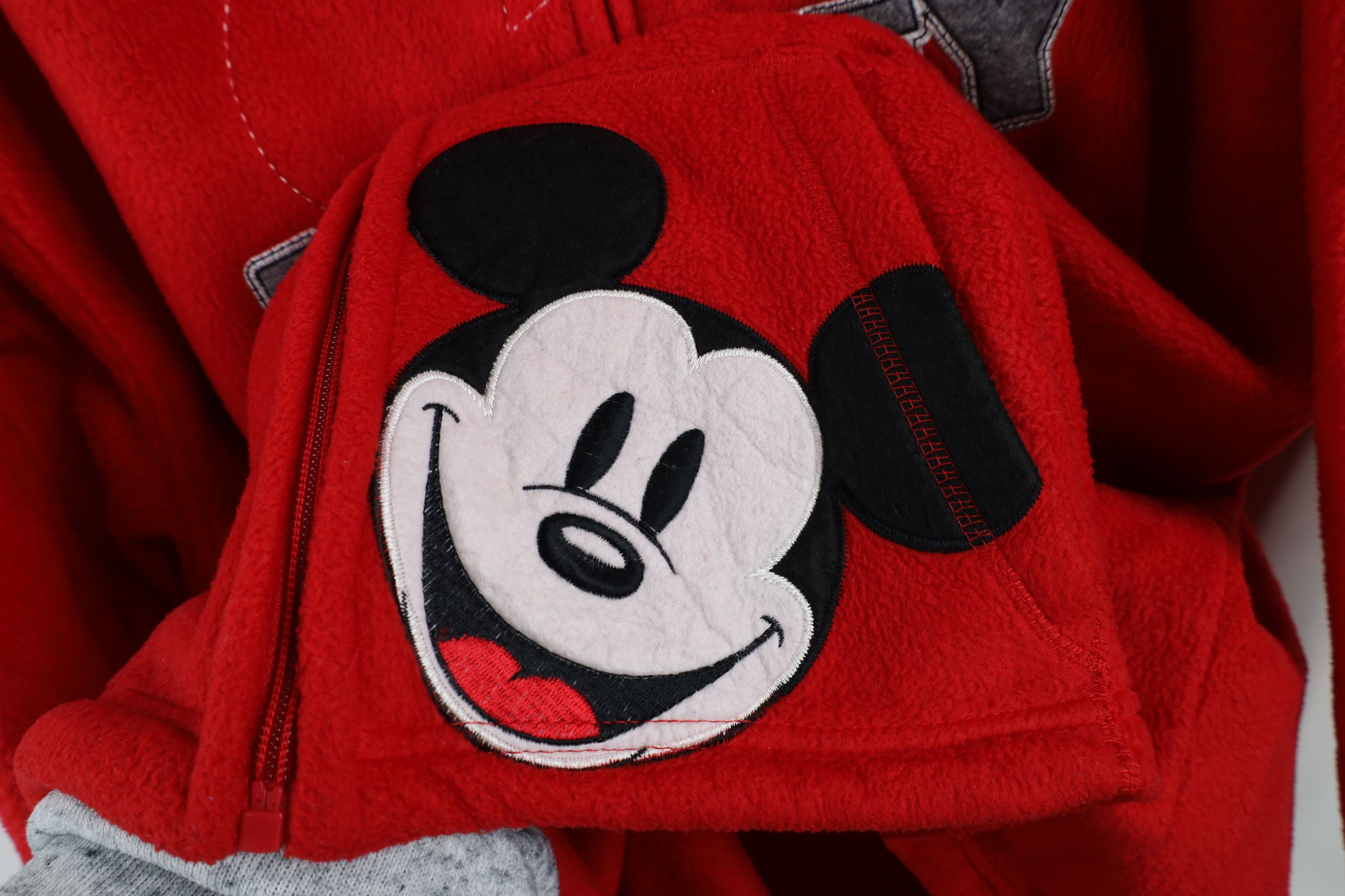 Disney × Vintage Vintage 90s Disney Mickey Mouse Full Zip Fleece Hoodie Red Size 3XL / US 20-22 - 7 Thumbnail
