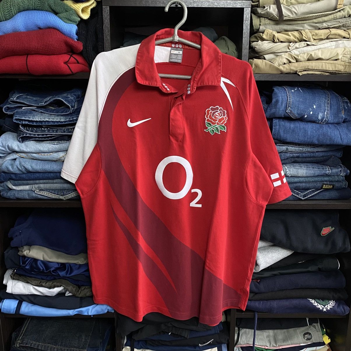 Nike Vintage Nike England Rugby Big Logo O2 streetwear polo Size US XL / EU 56 / 4 - 1 Thumbnail