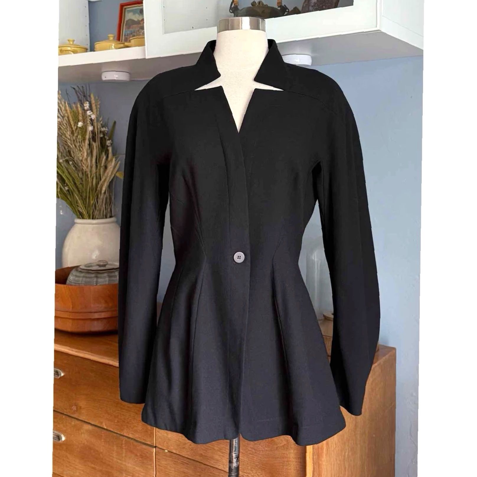Vintage VINTAGE Byron Lars Blazer Jacket Womens 8 Black Wool Tailored Cinched Waist Blazer 8 Size M / US 6-8 / IT 42-44 - 6 Thumbnail