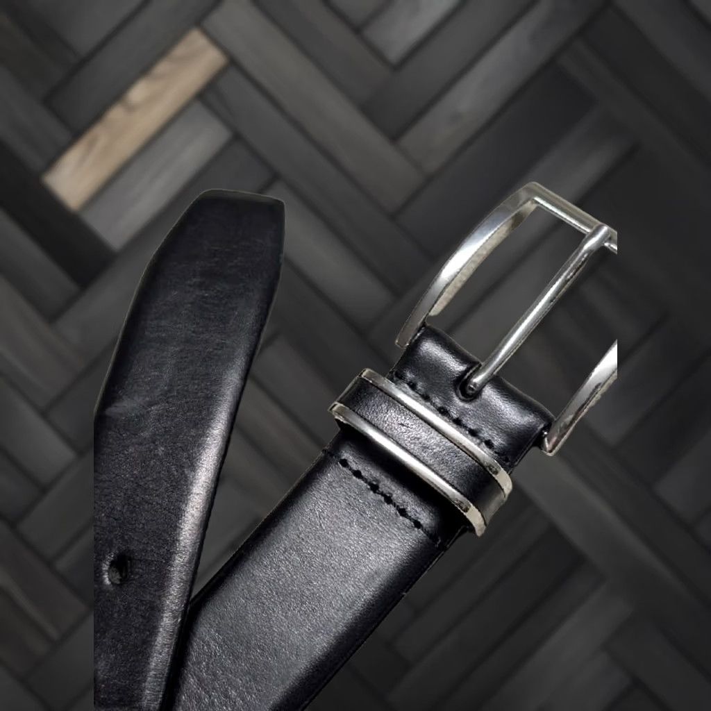 Nordstrom VINTAGE Nordstrom black leather 44 dress belt Men Size 44 - 1 Thumbnail