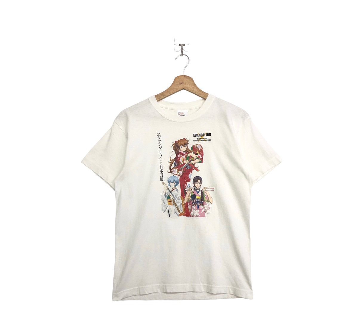 image of Anima Evangelion Anime Japanese Sword Museum Tee in White, Men's (Size Small)