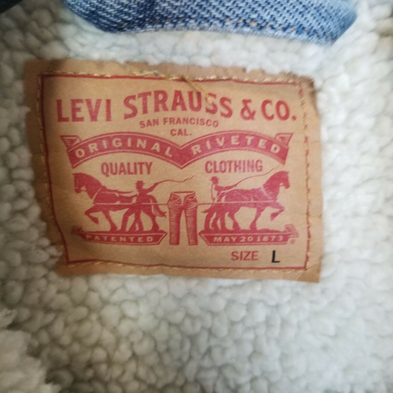 Levi's Levis Womens Denim Jacket Ex-Boyfriend Faux Sherpa Lined Size L / US 10 / IT 46 - 7 Thumbnail