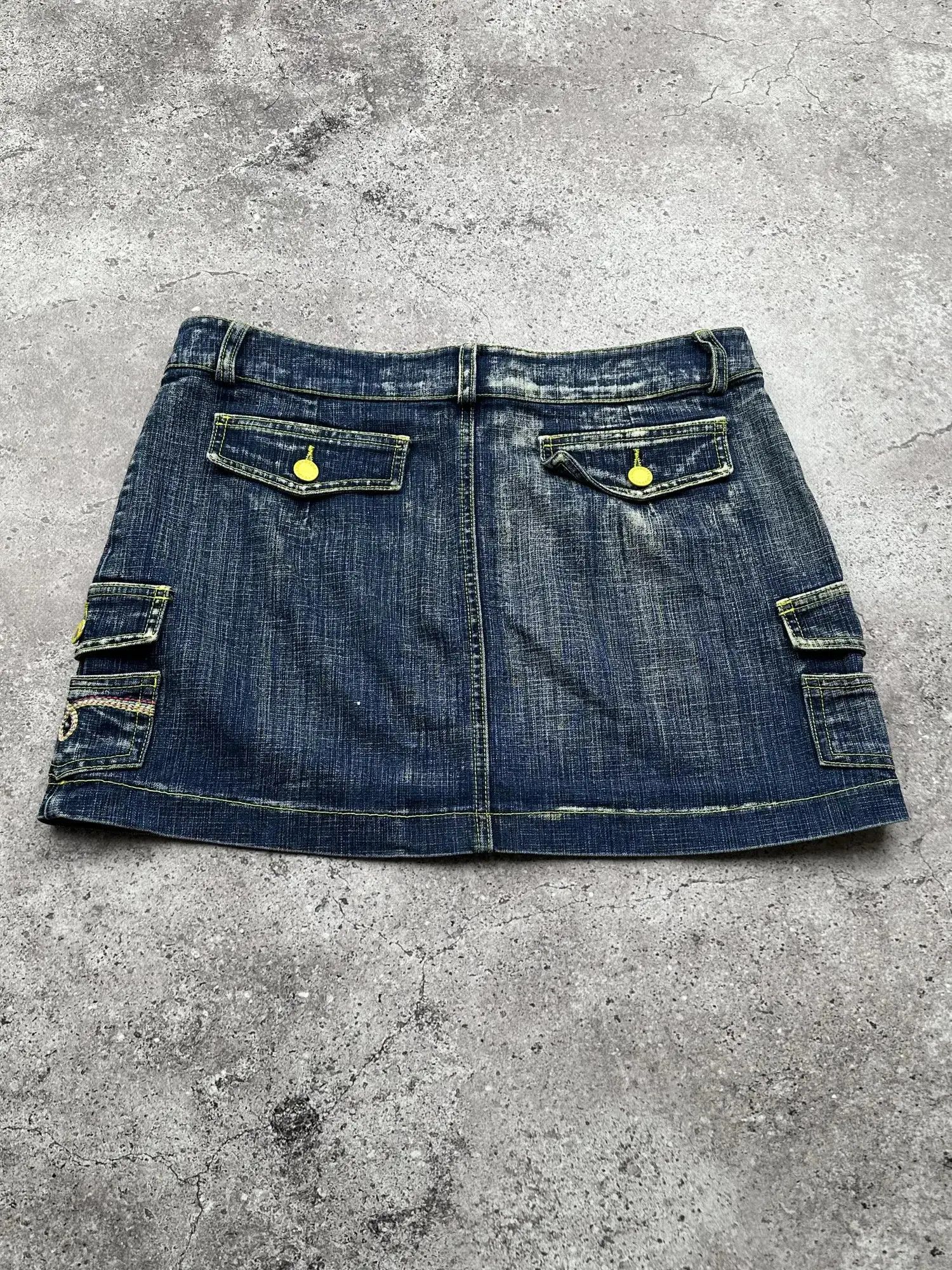 Japanese Brand Vintage Faded Cargo Mini Skirt C370(V641)(E8) Size 28" / US 6 / IT 42 - 4 Thumbnail