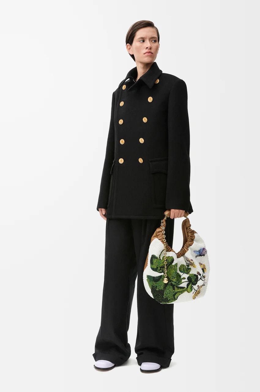 Loewe o1loc1c0525 Peacoat In Wool And Cashmere in Black Size M / US 6-8 / IT 42-44 - 2 Thumbnail