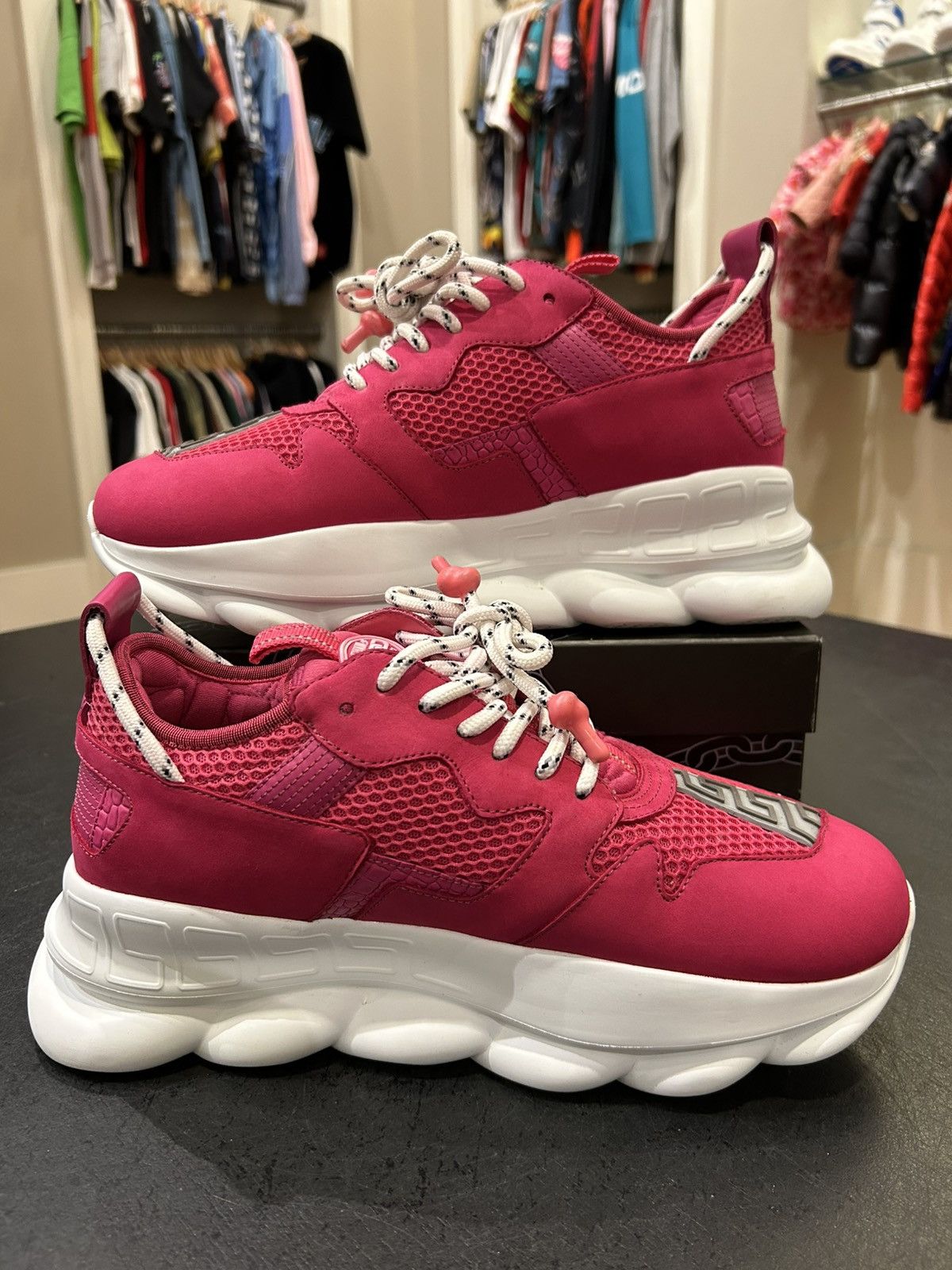 Versace Versace Chain Reaction Sneaker - Pink Suede Size US 11 / EU 44 - 2 Thumbnail