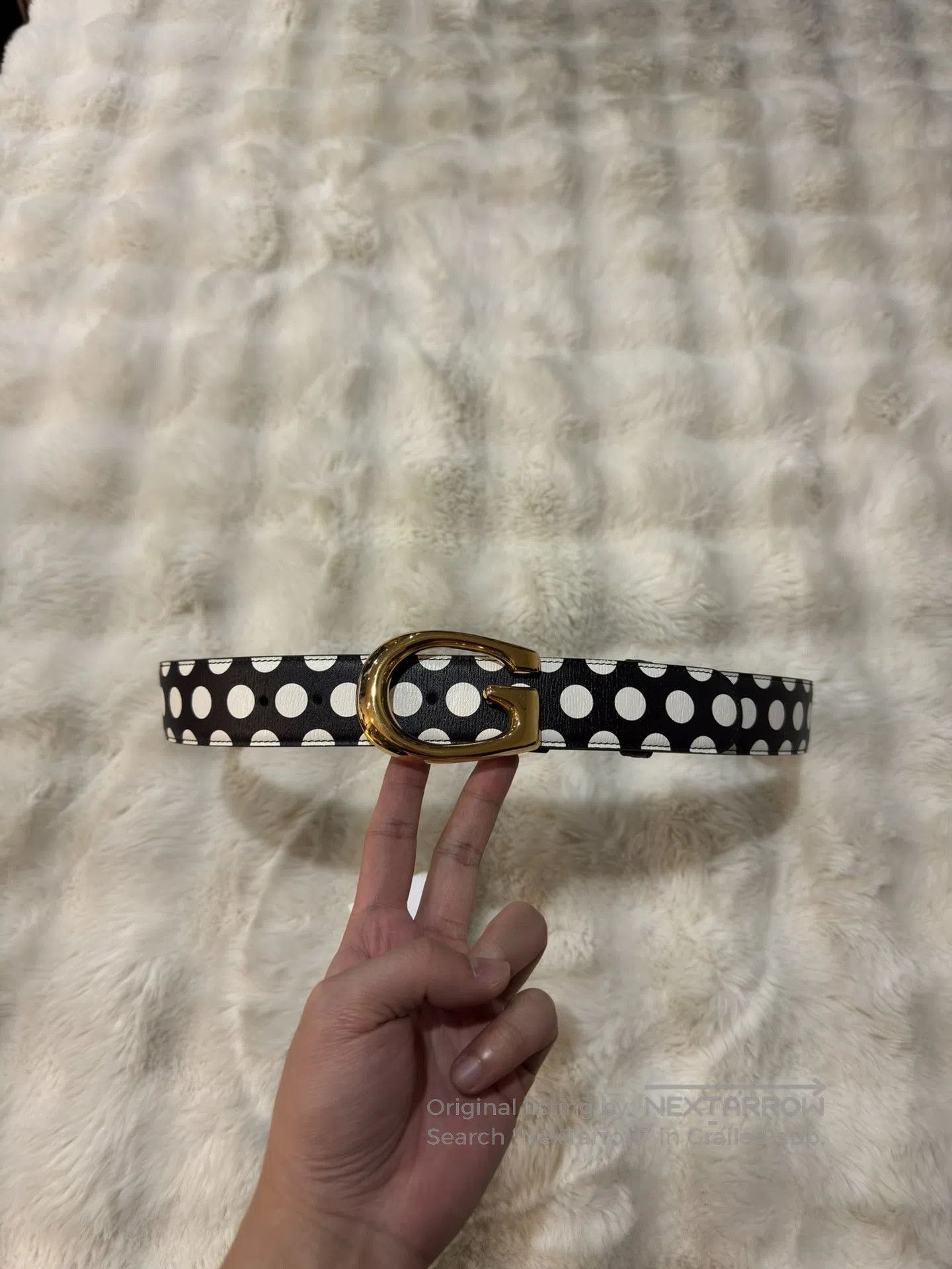 Gucci Guicci Polka Dot Gold Buckle Belt| Size ONE SIZE - 2 Thumbnail