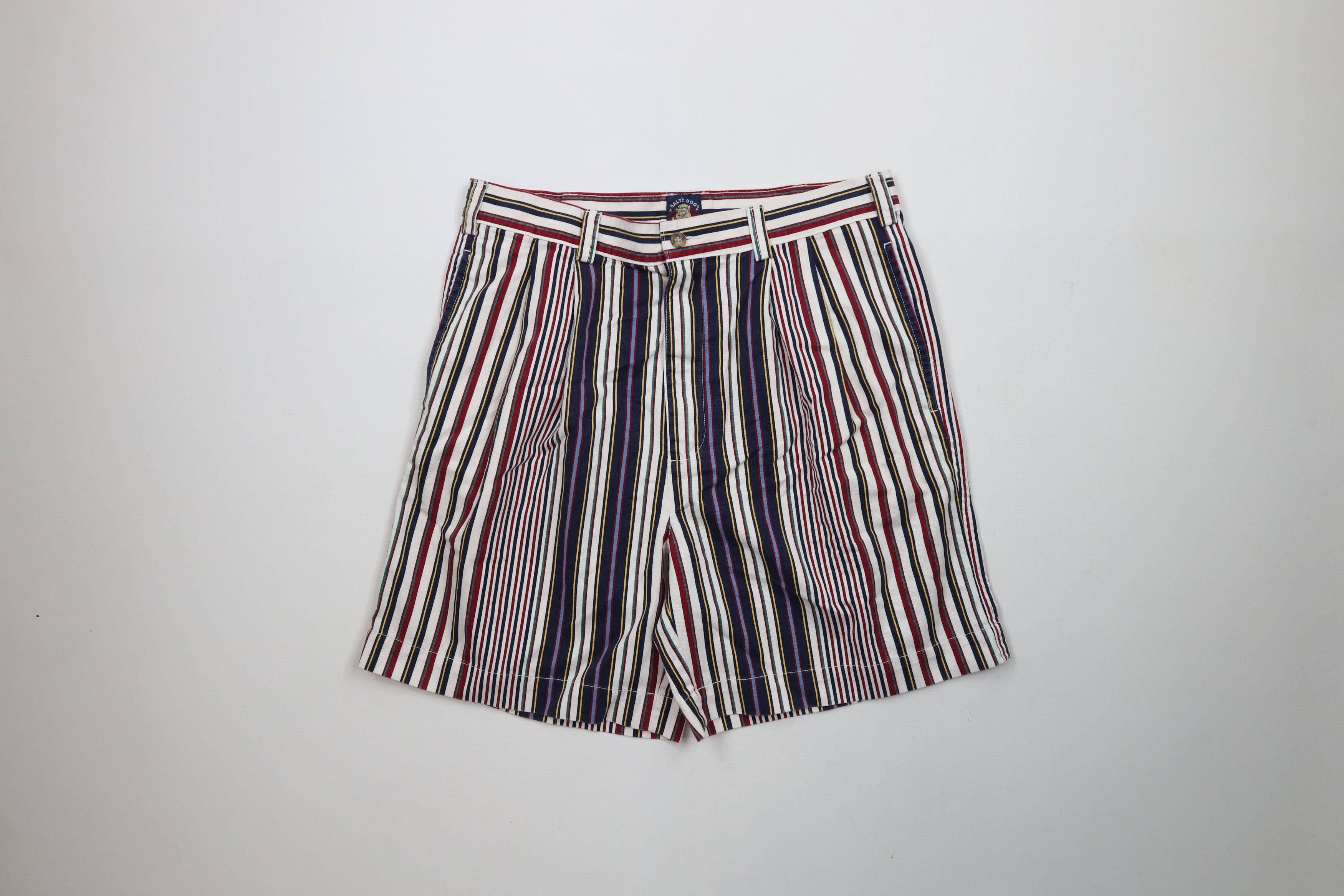 Vintage Vintage 90s Streetwear Striped Above Knee Chino Shorts Size US 32 / EU 48 - 1 Thumbnail