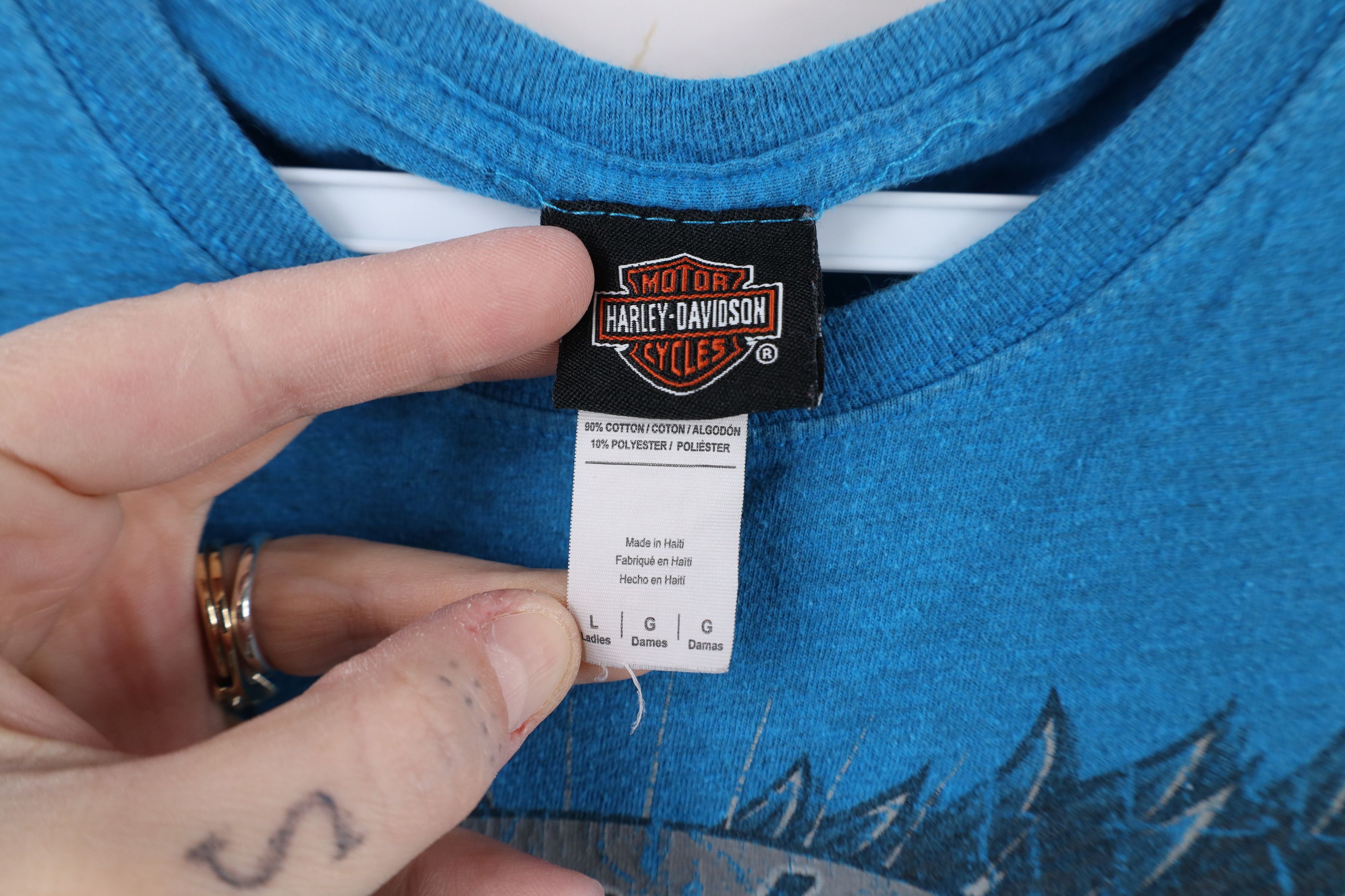 Harley Davidson × Vintage Vintage Y2K Harley Davidson Eagle Wings UFC MMA T-Shirt Blue Size L / US 10 / IT 46 - 9 Thumbnail