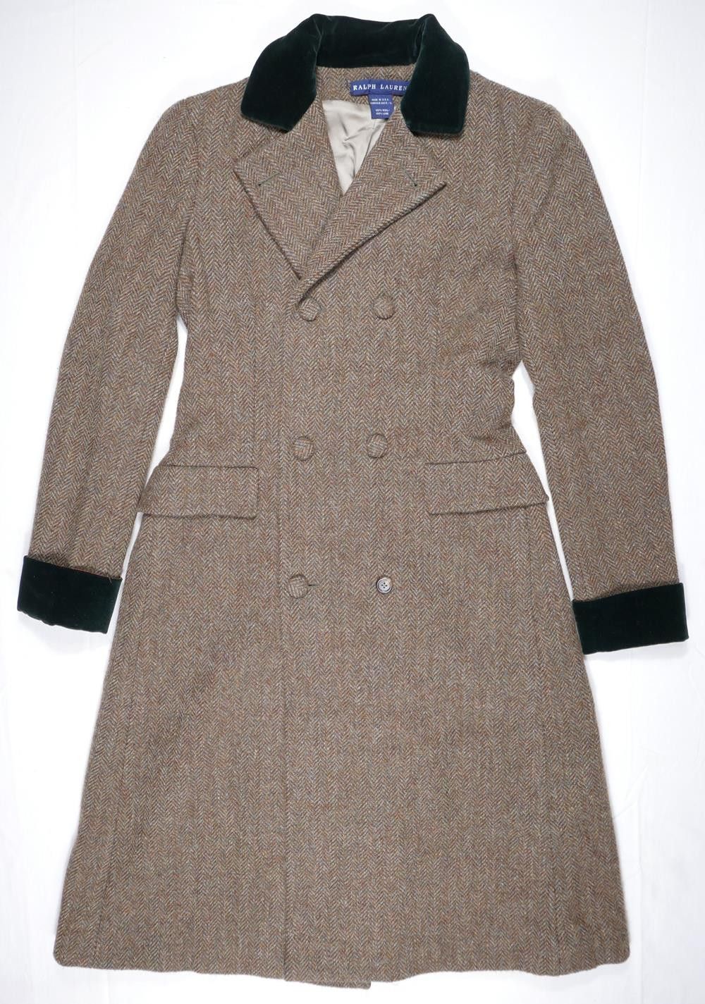 Ralph Lauren Blue Label Coat Jacket Herringbone Wool USA 6