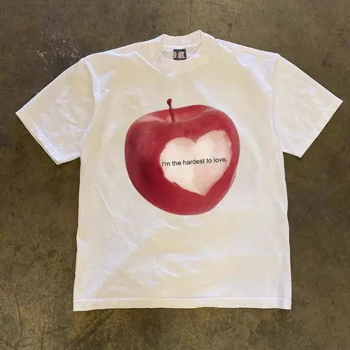 VIBE Apple print white washed vintage tee Size US L / EU 52-54 / 3 - 6 Thumbnail