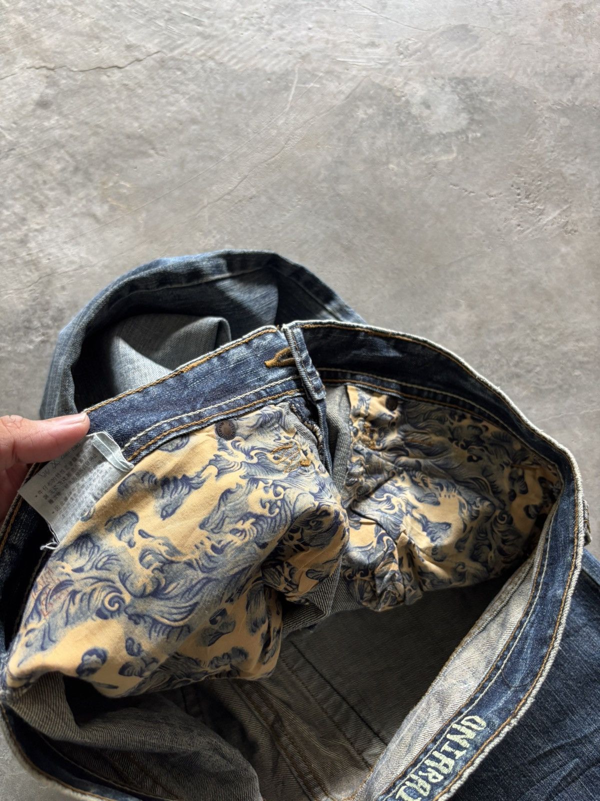 Karakuri Tamashii ONIARAI NIPPON JAPANESE DENIM DISTRESSED WASHED PUNK GRUNGE Size US 31 - 8 Thumbnail