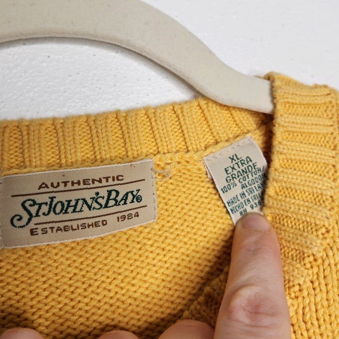 Vintage VINTAGE St. Johns Bay Butter Yellow Knit Sweater Crewneck XL Unisex Adults Pullover Cottagecore Men Women Boys Girls Size US XL / EU 56 / 4 - 5 Thumbnail