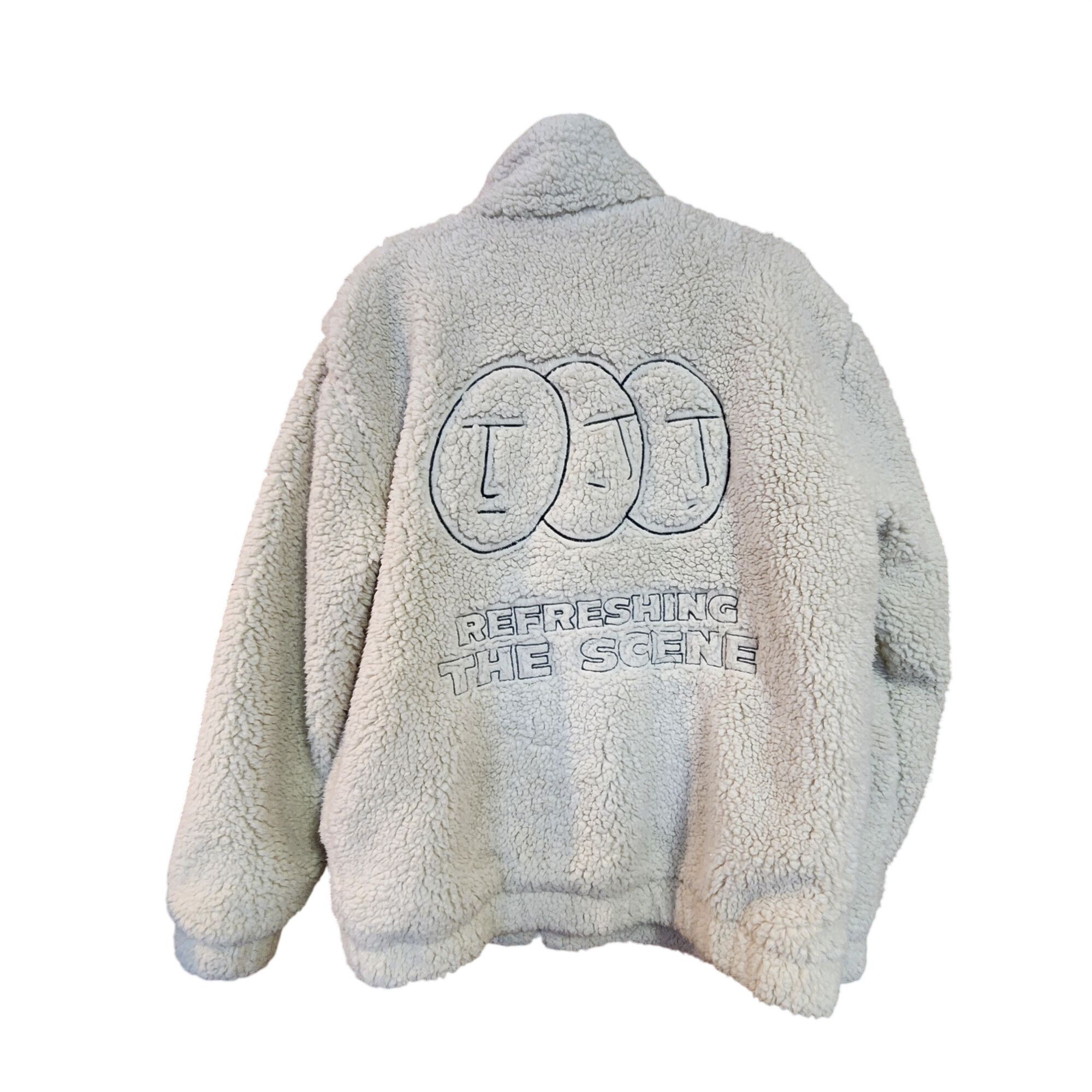 Zara Zara Beige Sherpa Fleece Jacket With Embroidered Design & Te Size US M / EU 48-50 / 2 - 2 Thumbnail