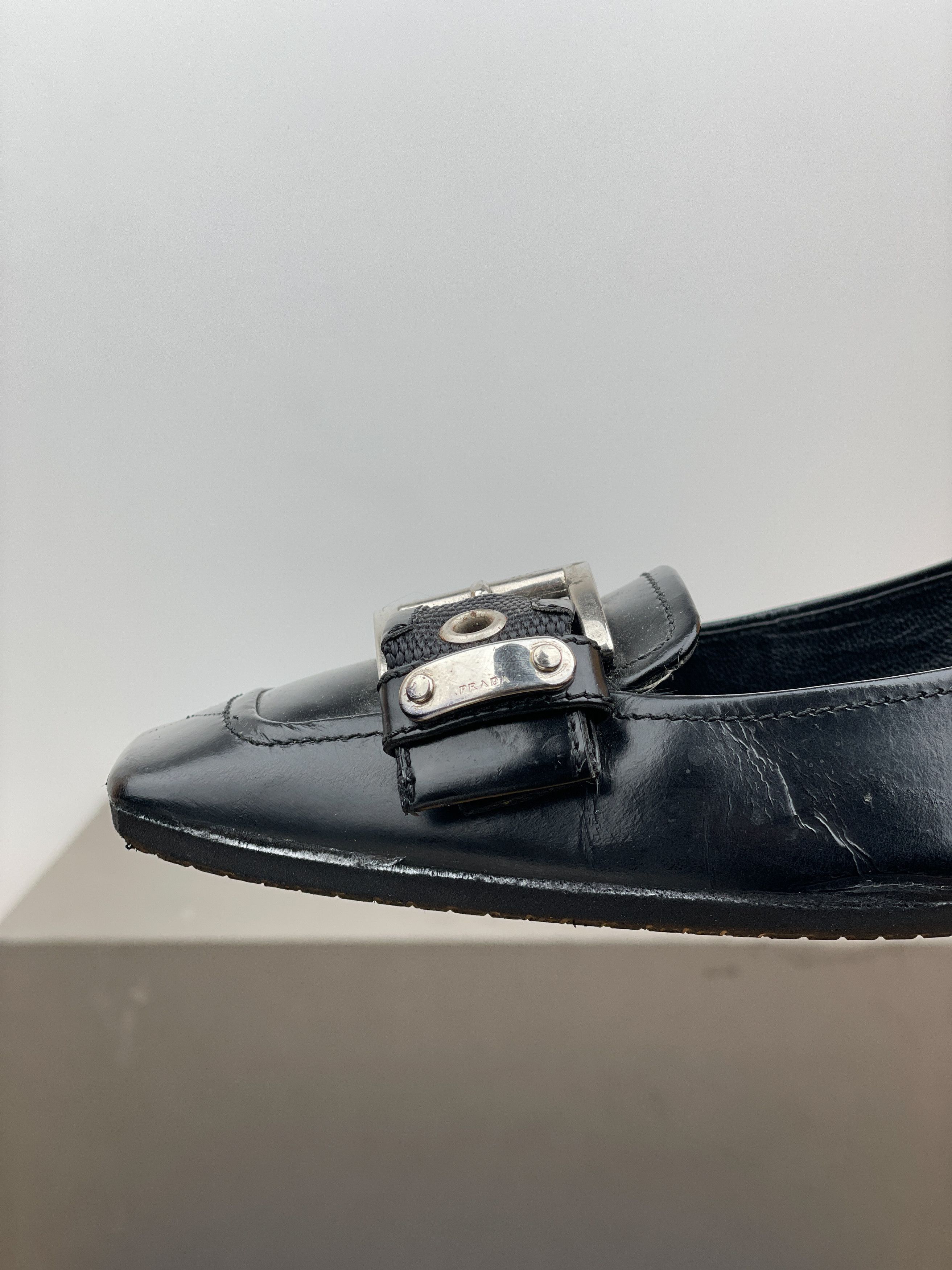 Prada Prada 2000s Square Toe Buckle-Strap Pump Kitten Heels Size US 7 / IT 37 - 8 Thumbnail