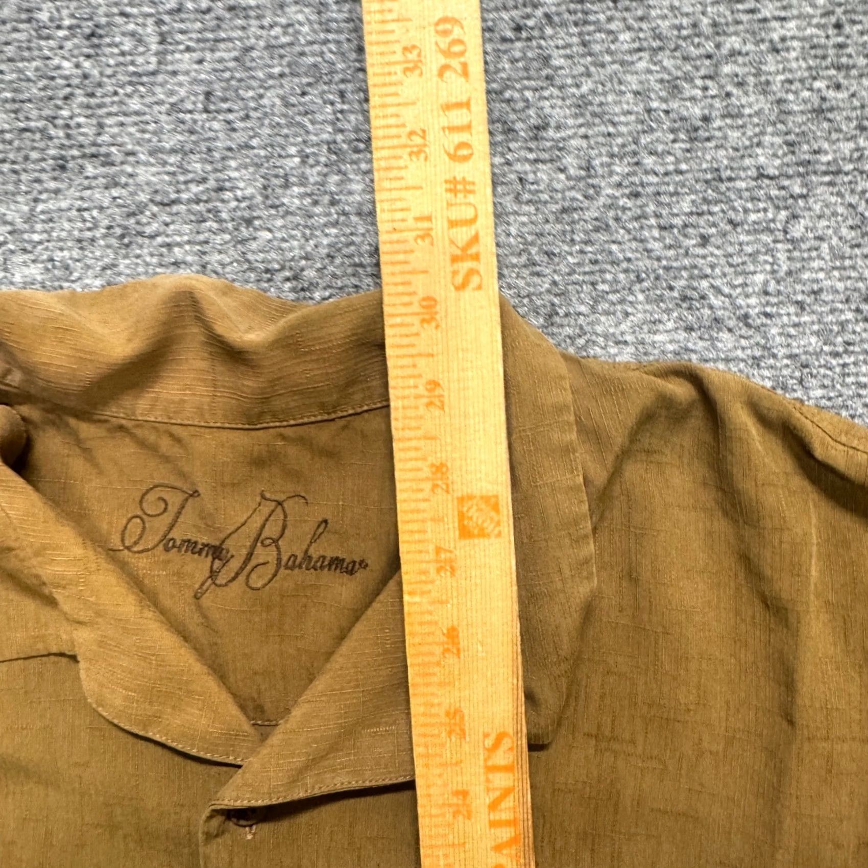 Tommy Bahama Tommy Bahama Men's XL Silk Brown Green Tropical Hawaiian Shirt Embroidered Size US XL / EU 56 / 4 - 5 Thumbnail