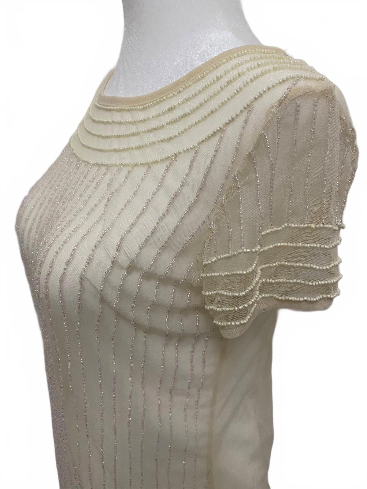 Tincati TFNC LONDON Sheer Beaded Blouse in Cream (SMALL) Size S / US 4 / IT 40 - 5 Thumbnail