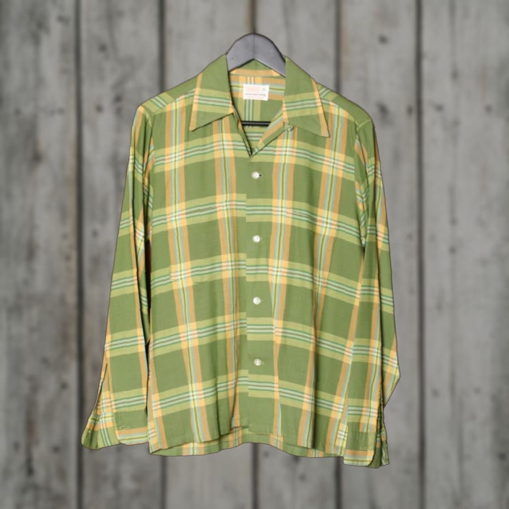 Vintage VINTAGE Brent Shirt Mens S Plaid Windowpane 60s Green Blue Yellow Button-Up Collar" Size US S / EU 44-46 / 1 - 1 Thumbnail