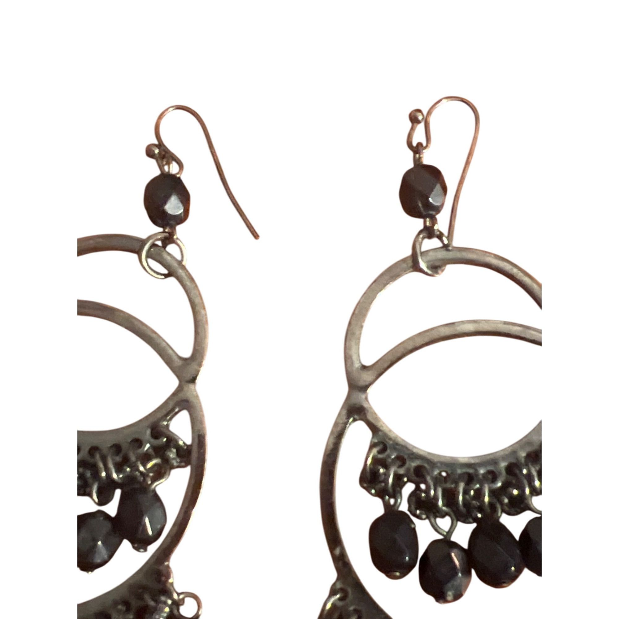 Other Black Gunmetal Chandelier Dangle Earrings Faceted Beads Frin Size ONE SIZE - 3 Thumbnail