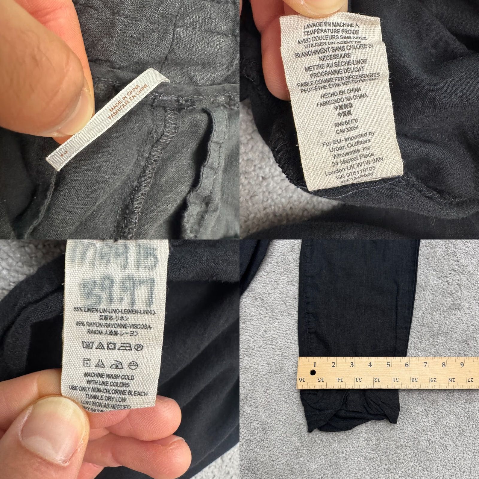 Free People Free People Pants Cropped Linen Blend Black Mid Rise 2 Womens Casual Boho Size 26" / US 2 / IT 38 - 8 Thumbnail