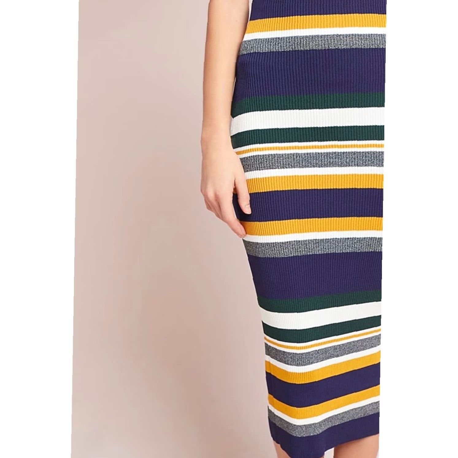 Vintage Callahan Greenwich navy blue yellow striped ribbed knit midi skirt S Women Regular MIDI Skirt Striped Knit Spring Girls Mens Size 28" / US 6 / IT 42 - 7 Thumbnail