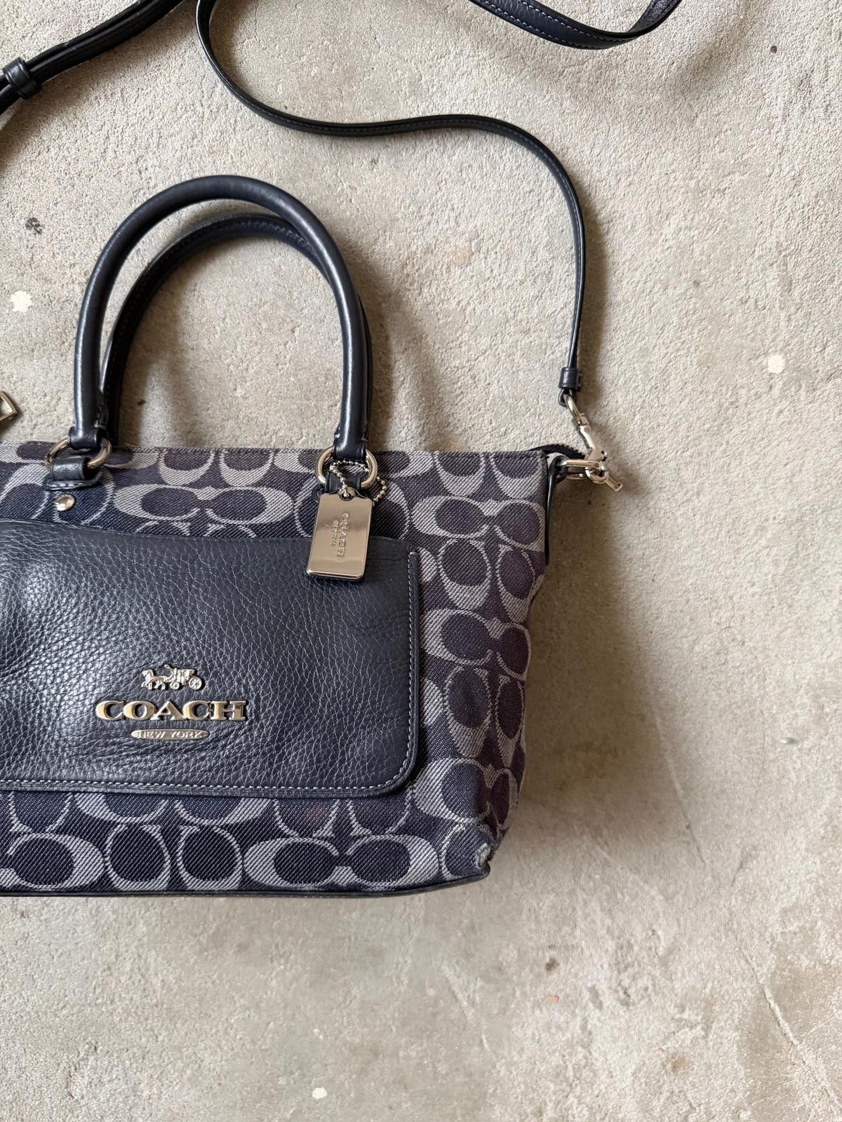 Coach Coach 2Way Signature Mini Emma Denim Shoulder Bag Navy Size ONE SIZE - 4 Thumbnail