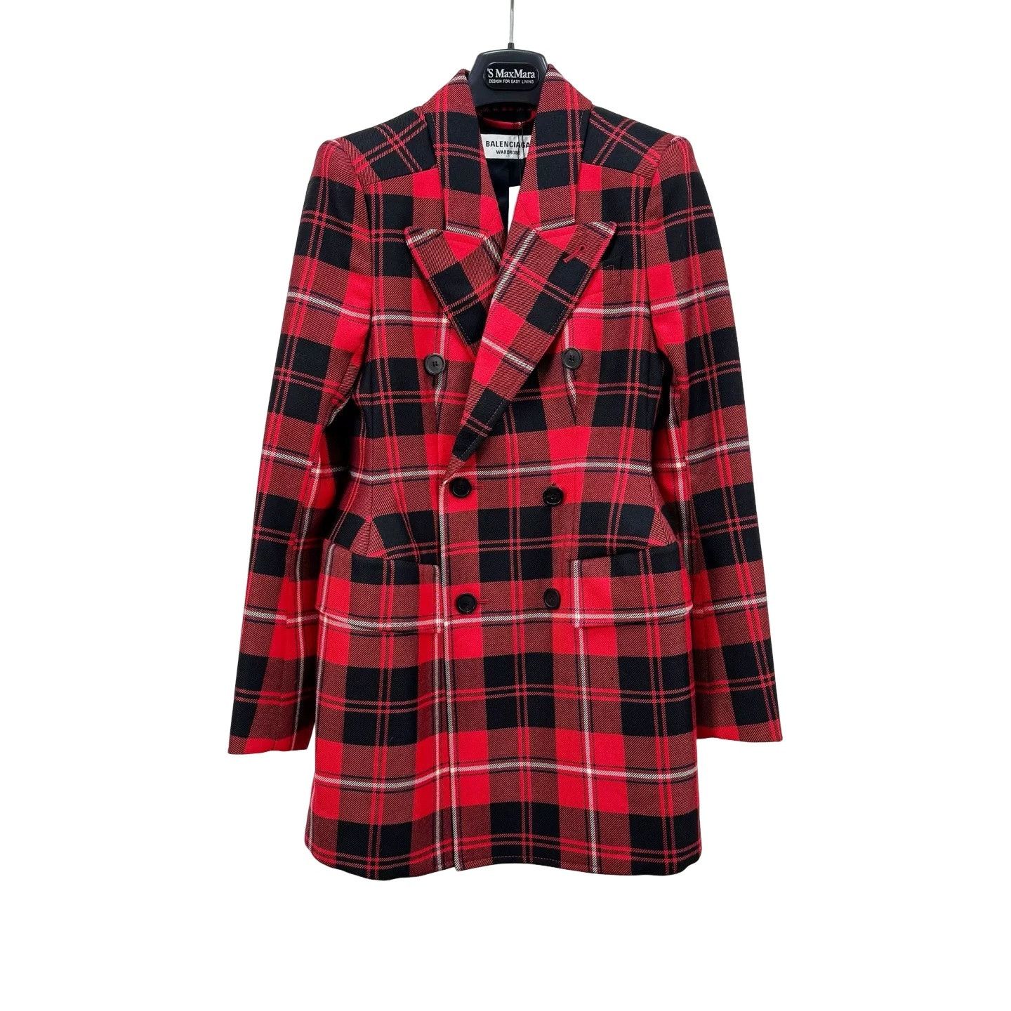 Balenciaga Balenciaga Red Plaid Wool Blazer Size 34 Size XS / US 0-2 / IT 36-38 - 1 Thumbnail