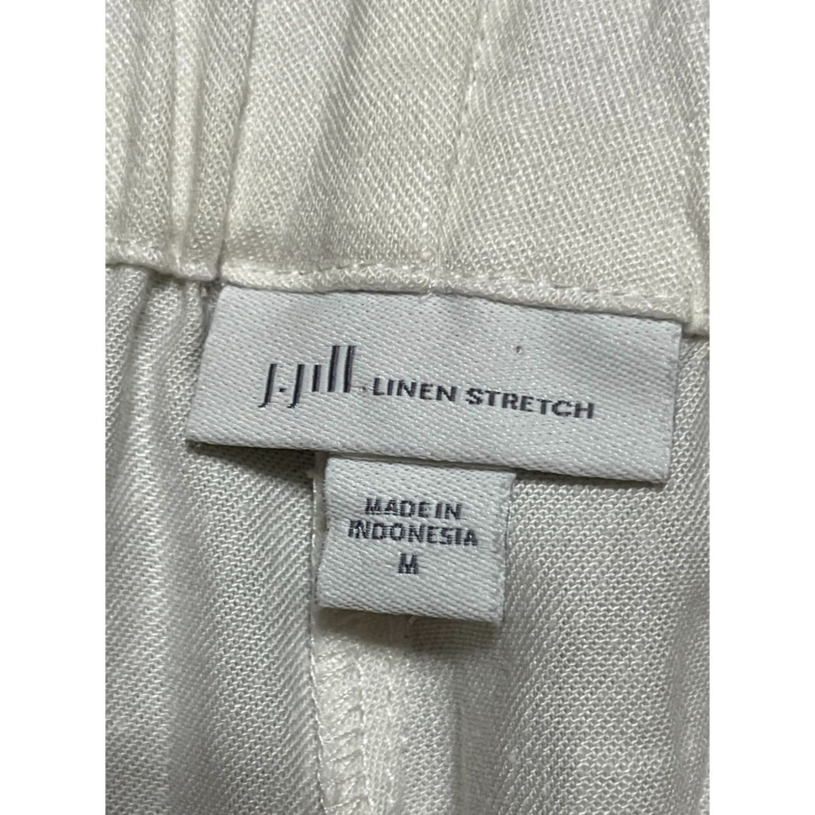 J. Jill J. Jill Pants Women's Medium White Pull On Linen Blend Stretch Casual Regular Inseam 25 in Ankle (Free Return) Size 32" / US 10 / IT 46 - 4 Thumbnail
