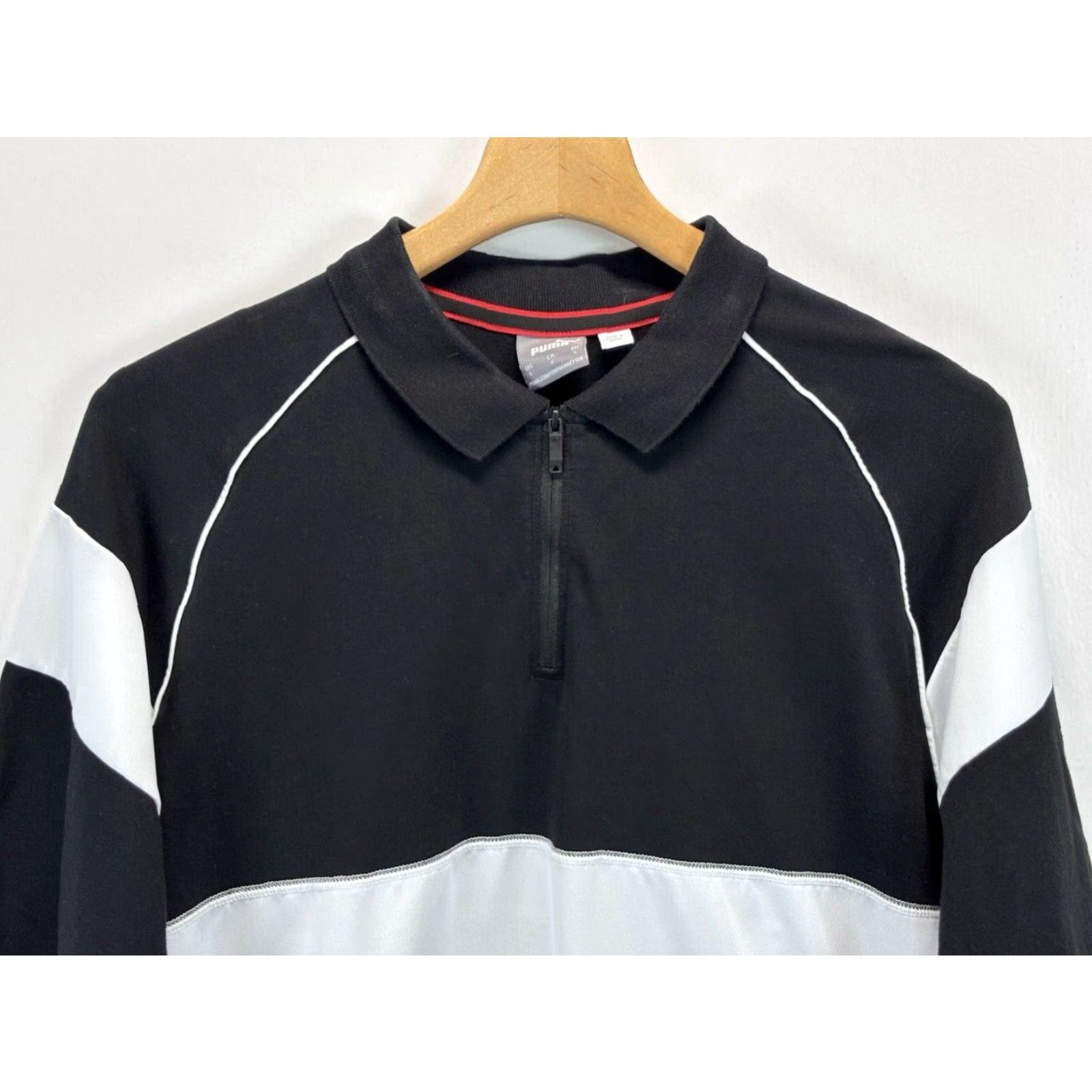 Puma PUMA X Ferrari Polo Shirt Mens Large Black White Zip Short Sleeve Size US L / EU 52-54 / 3 - 2 Thumbnail