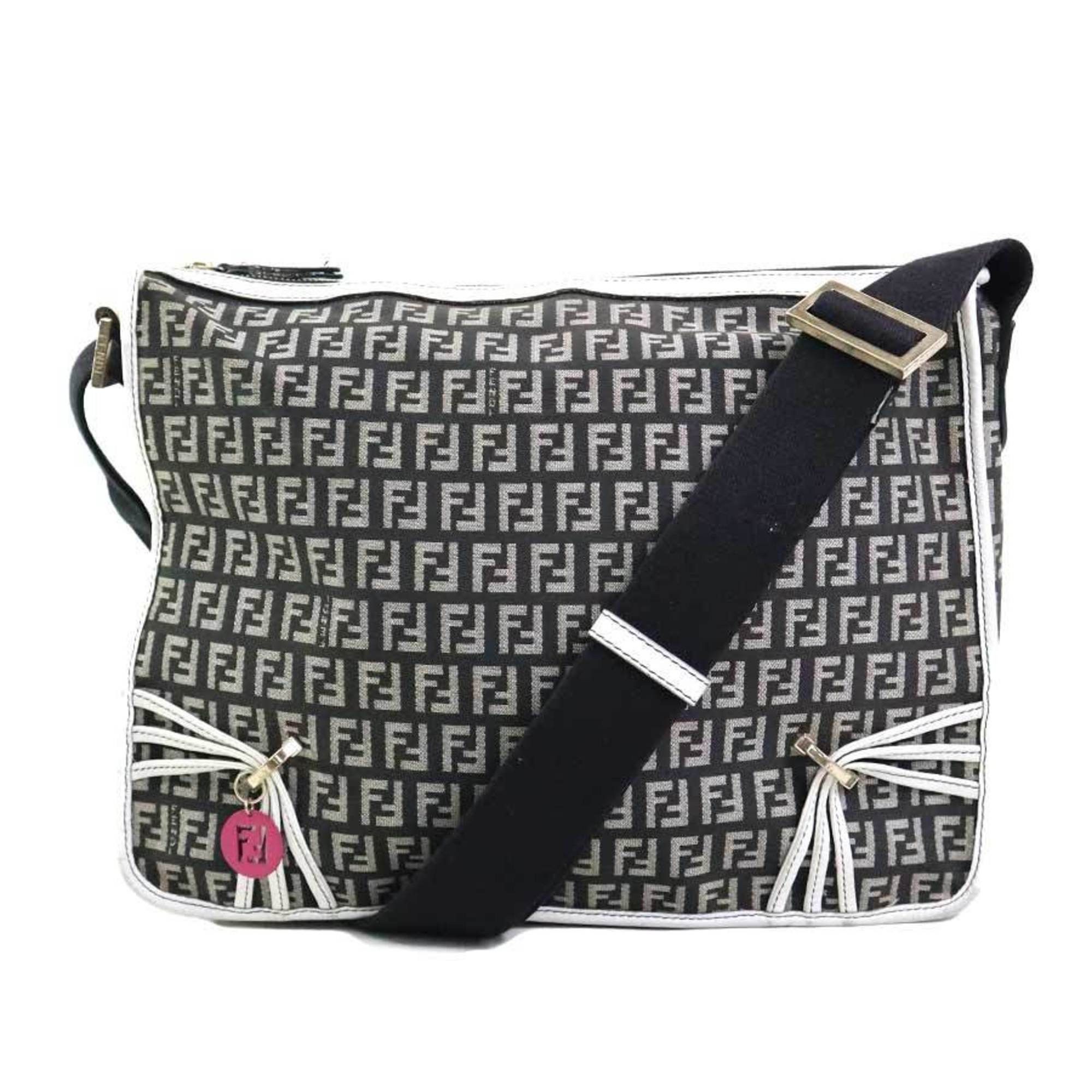 Fendi FENDI Shoulder Bag Zucchino Nylon Canvas Leather Black x White Women's h31234a Size ONE SIZE - 1 Thumbnail