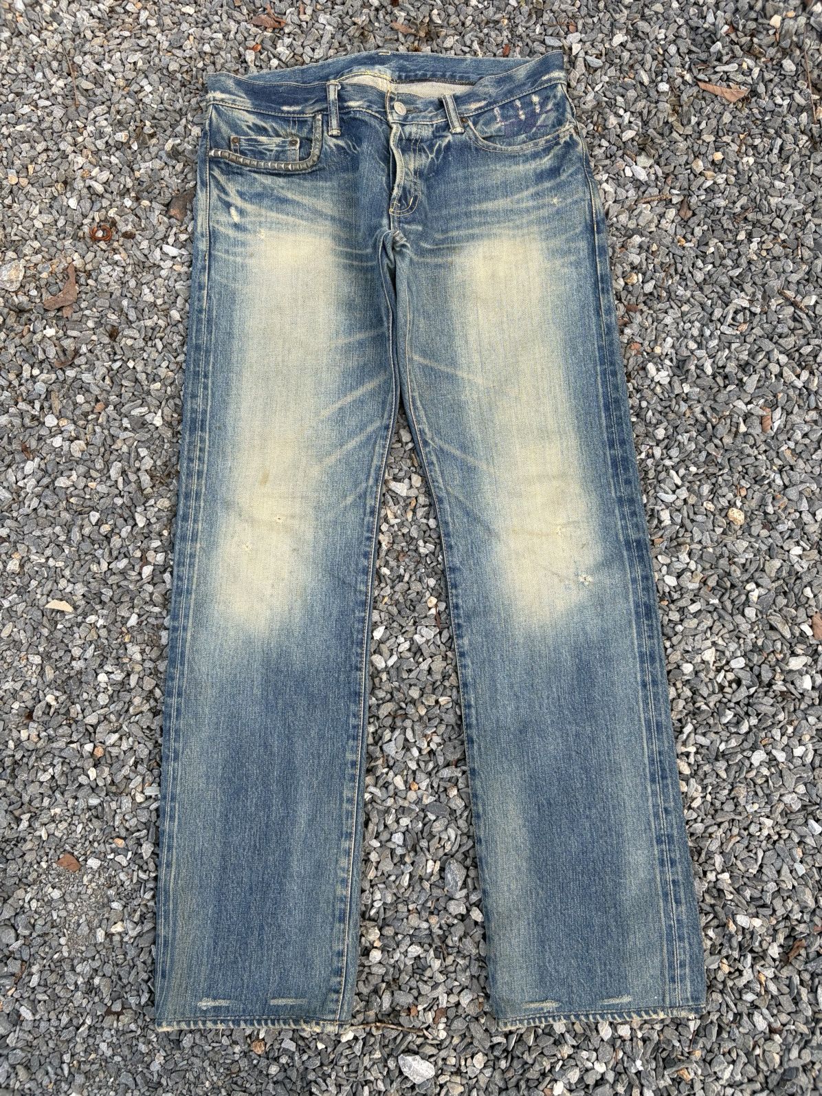 VINTAGE HYSTERIC GLAMOUR SELVEDGE STUDDED DISTRESSED DENIM