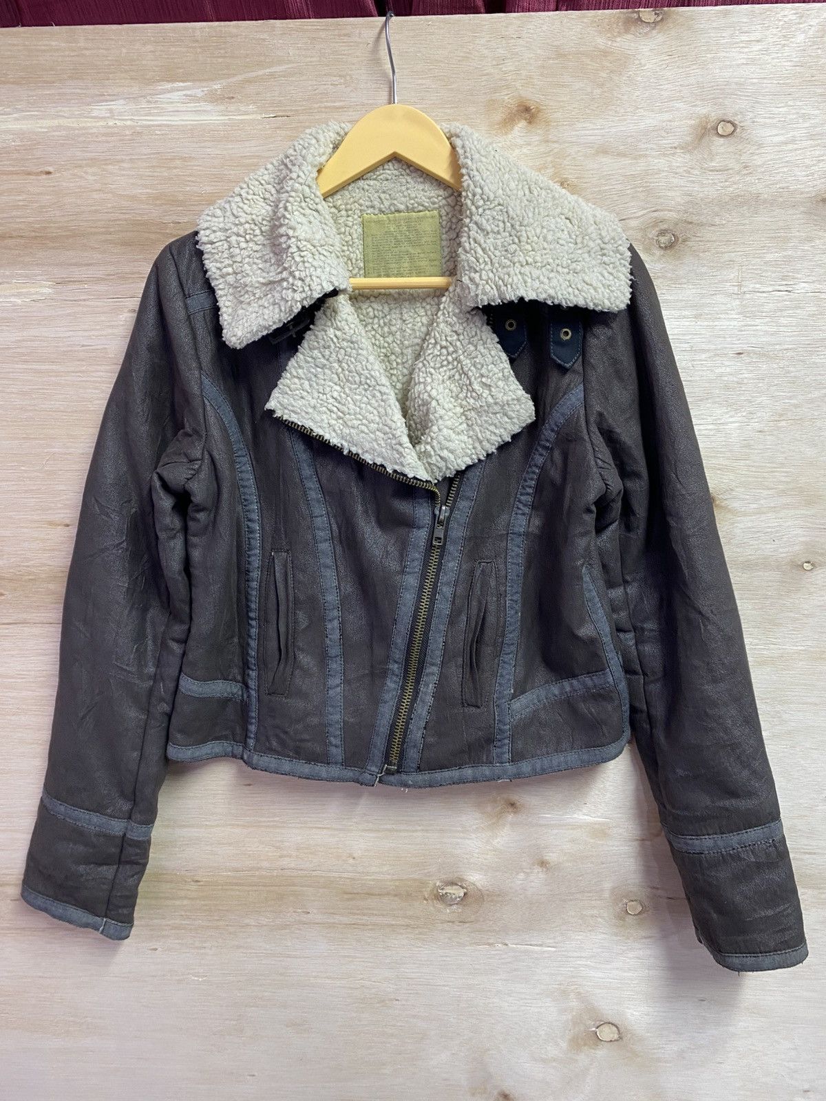 GOA GOA Neo Leather Biker Jacket with Sherpa Lining. Size S / US 4 / IT 40 - 1 Thumbnail
