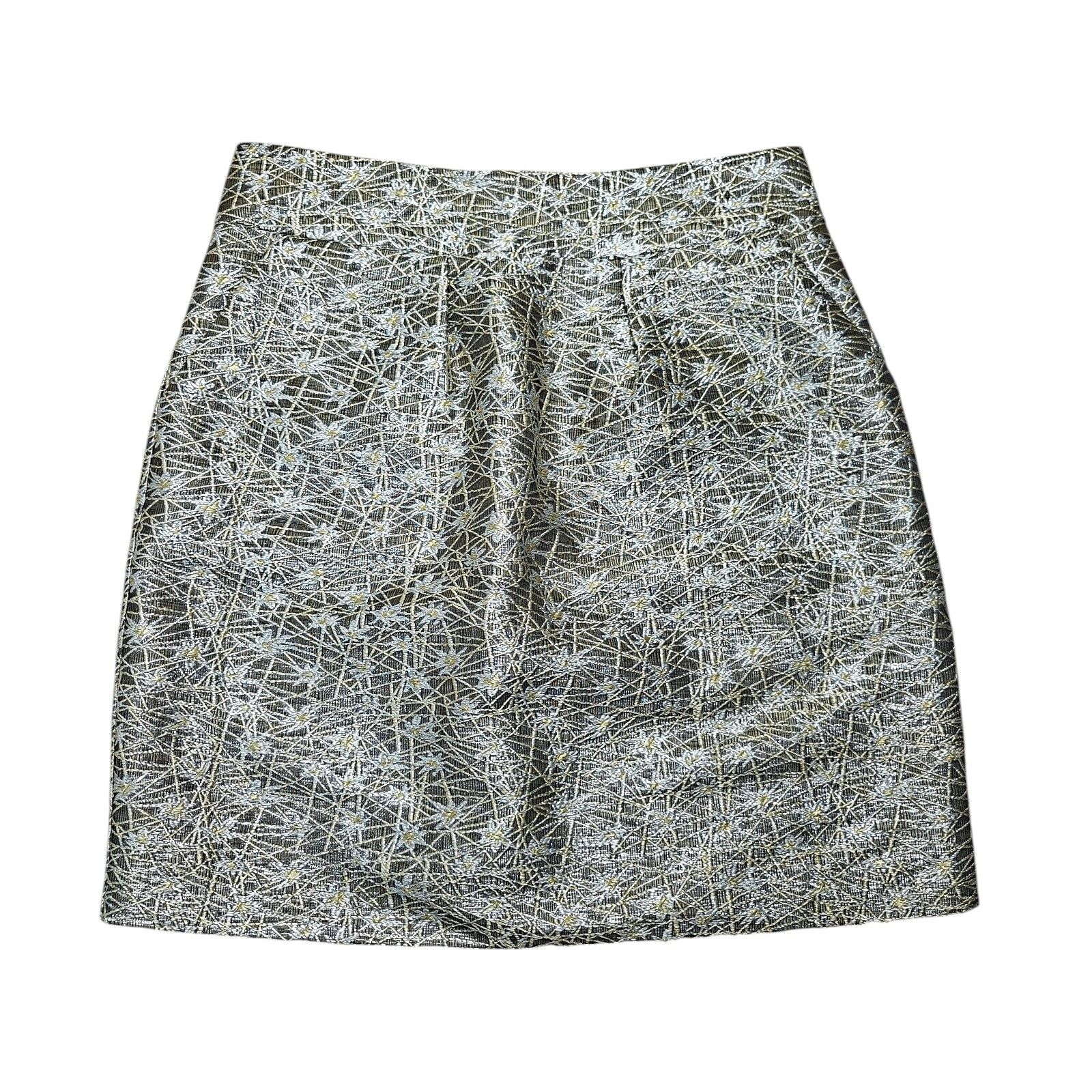 Blumarine BLUGIRL BLUMARINE Metallic Silver Gold Brocade Mini Skirt Size 28" / US 6 / IT 42 - 3 Thumbnail