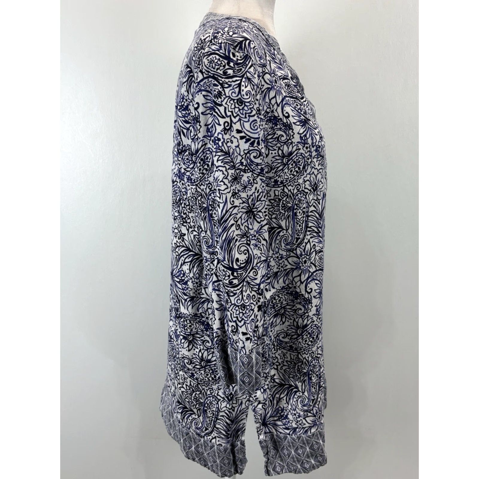 Vintage VINTAGE Sigrid Olsen Linen Tunic Women’s Large Blue Paisley 3/4 Sleeve Casual Bohemian Summer Size L / US 10 / IT 46 - 4 Thumbnail
