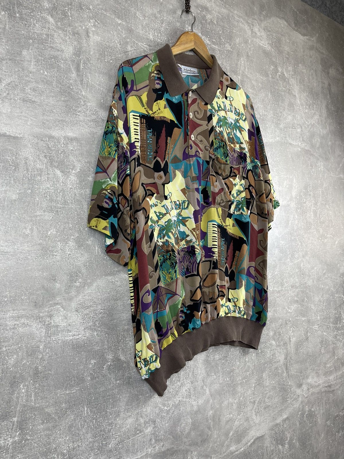 Yves Saint Laurent Vintage Yves Saint Laurent Tricots Abstract Polo Grap Shirt Size US XL / EU 56 / 4 - 3 Thumbnail