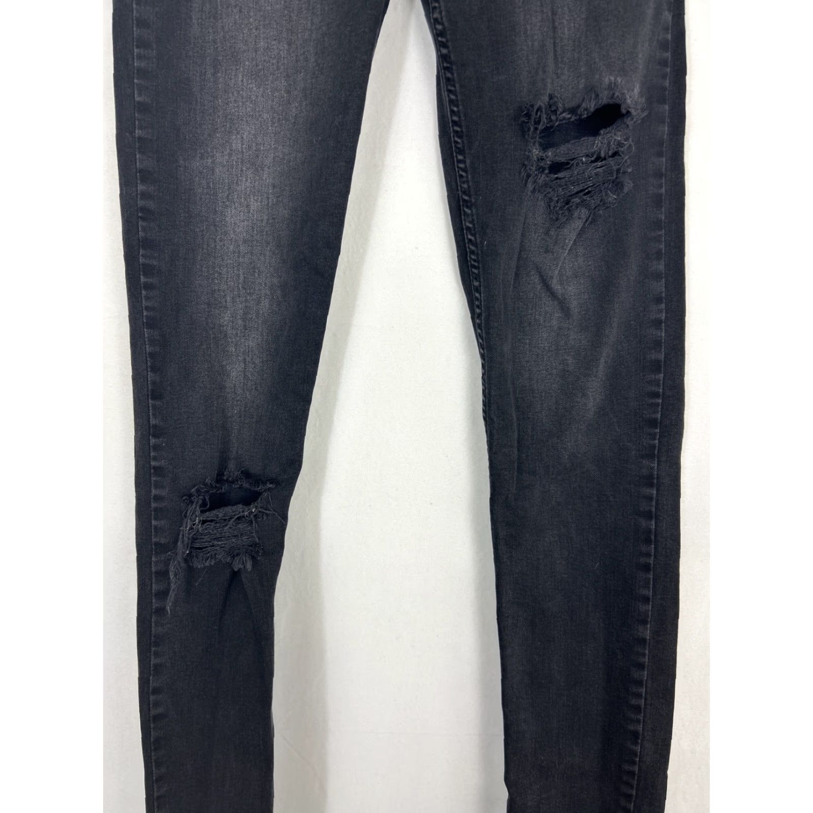 Free People VINTAGE Free People Jeans Distressed Ankle 27x29 Black Denim Womens 27 29 Inseam Skinny Size 27" / US 4 / IT 40 - 5 Thumbnail