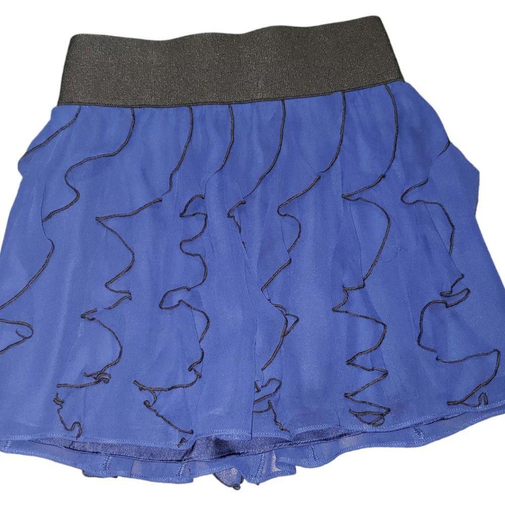 Express CT373a Ladies Express Blue Ruffled Flair Mini Skirt S Size 28" / US 6 / IT 42 - 1 Thumbnail