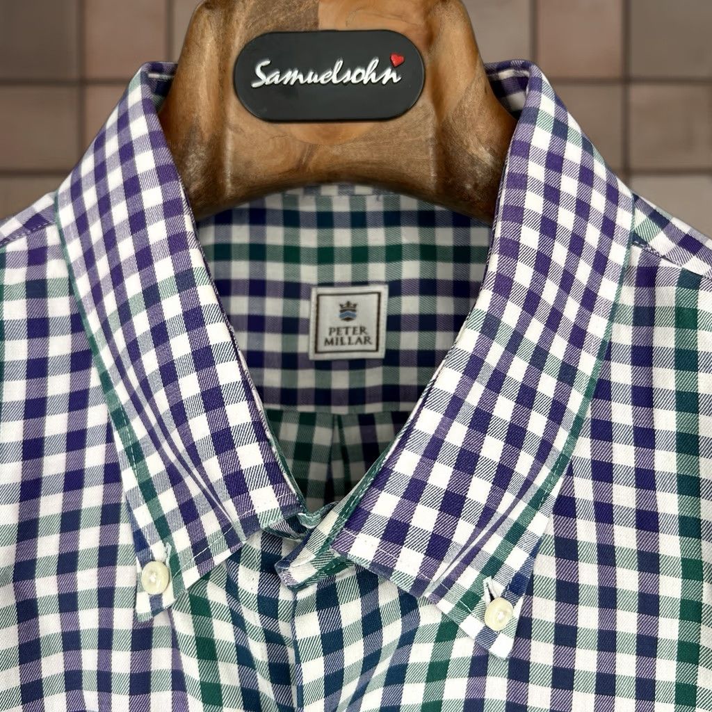 Peter Millar Peter Millar Button-Down Shirt Men's Gingham Multi-Color XL Check Long Sleeve Pocket Casual Size US XL / EU 56 / 4 - 1 Thumbnail