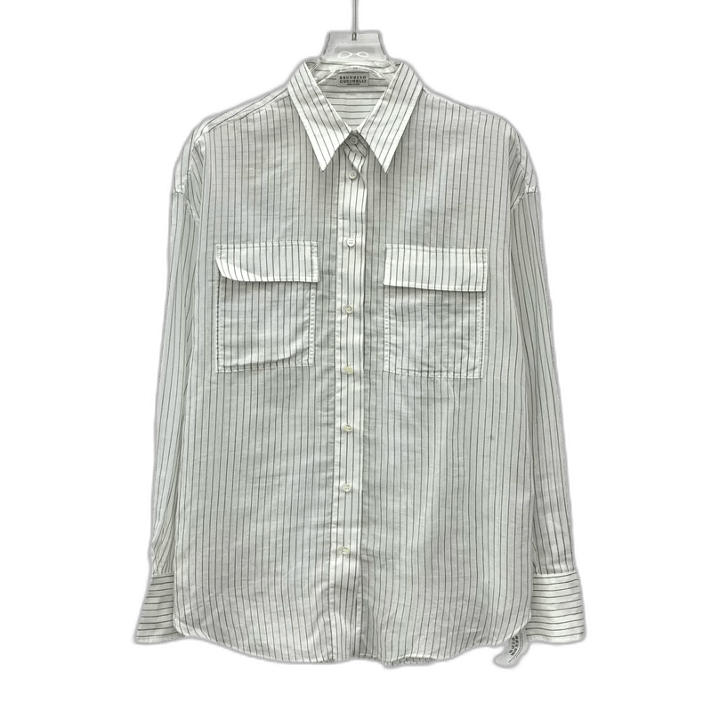 Brunello Cucinelli White Striped Long Sleeve Shirt