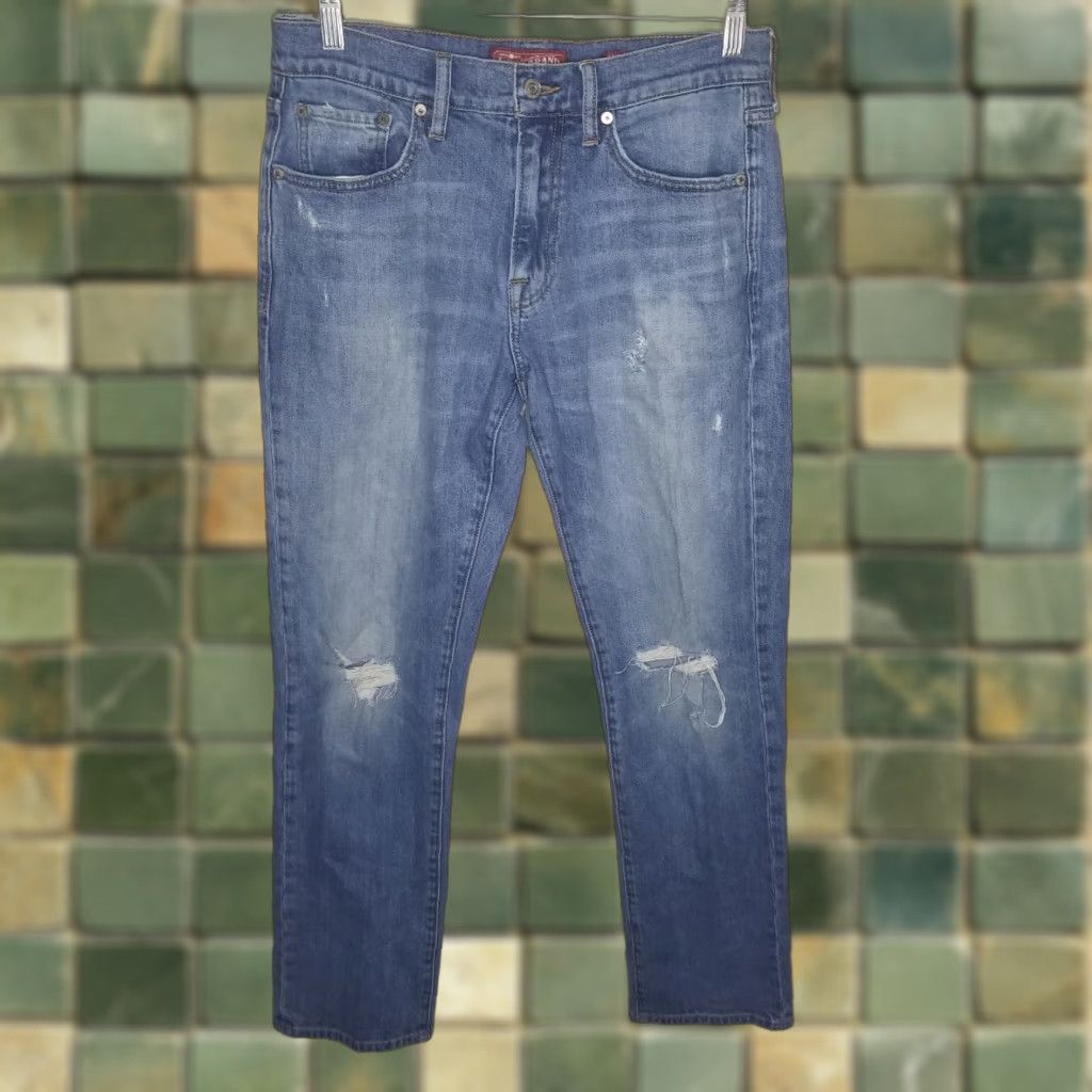Lucky Brand LUCKY BRAND 410 Men's Slim Athletic Distressed Blue Jeans 31x32 Size US 31 - 1 Thumbnail