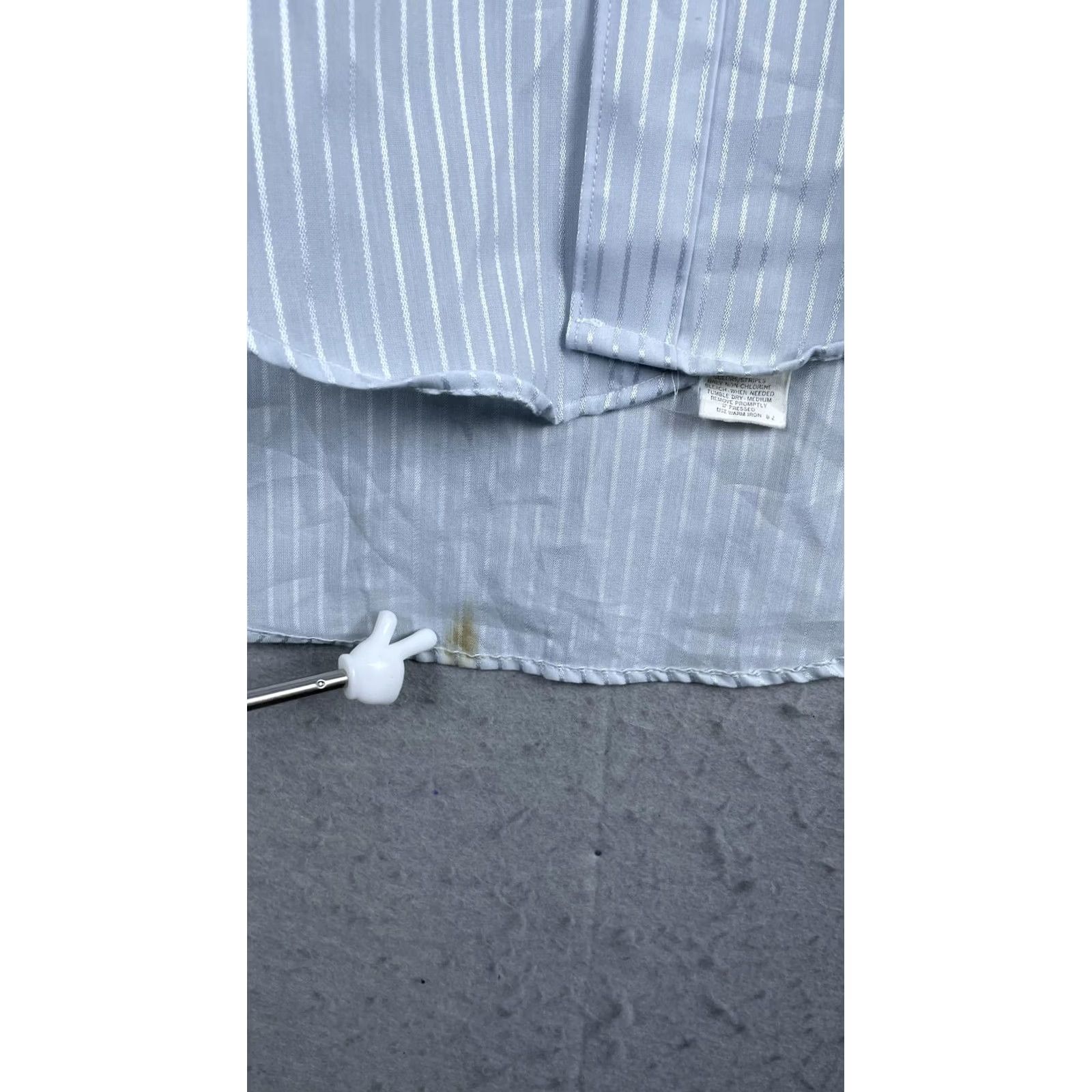 Arrow VINTAGE Arrow Kent Mens Dress Shirt 16 Blue Stripe Regular Fit Short Sleeve Size 42R - 5 Thumbnail