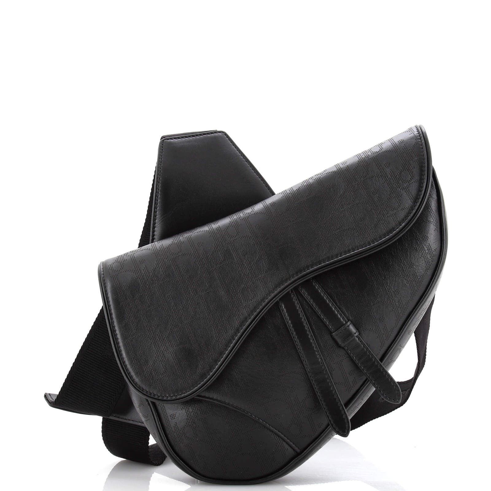 image of Dior Saddle Crossbody Bag Oblique Galaxy Leather None in Black, Women's