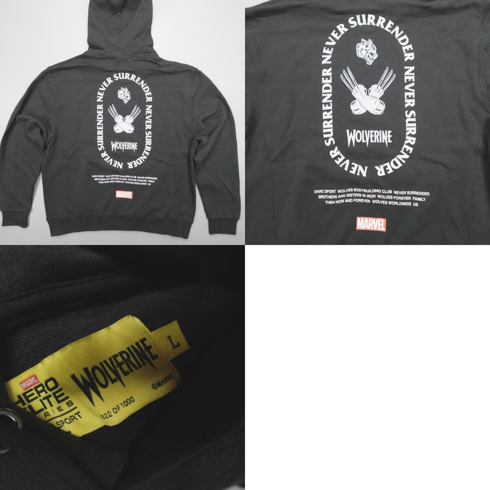 Darc Sport Darc Sport Marvel Wolverine Hero Elite Fleece Hoodie Men's Size L Black Limited Size US L / EU 52-54 / 3 - 8 Thumbnail