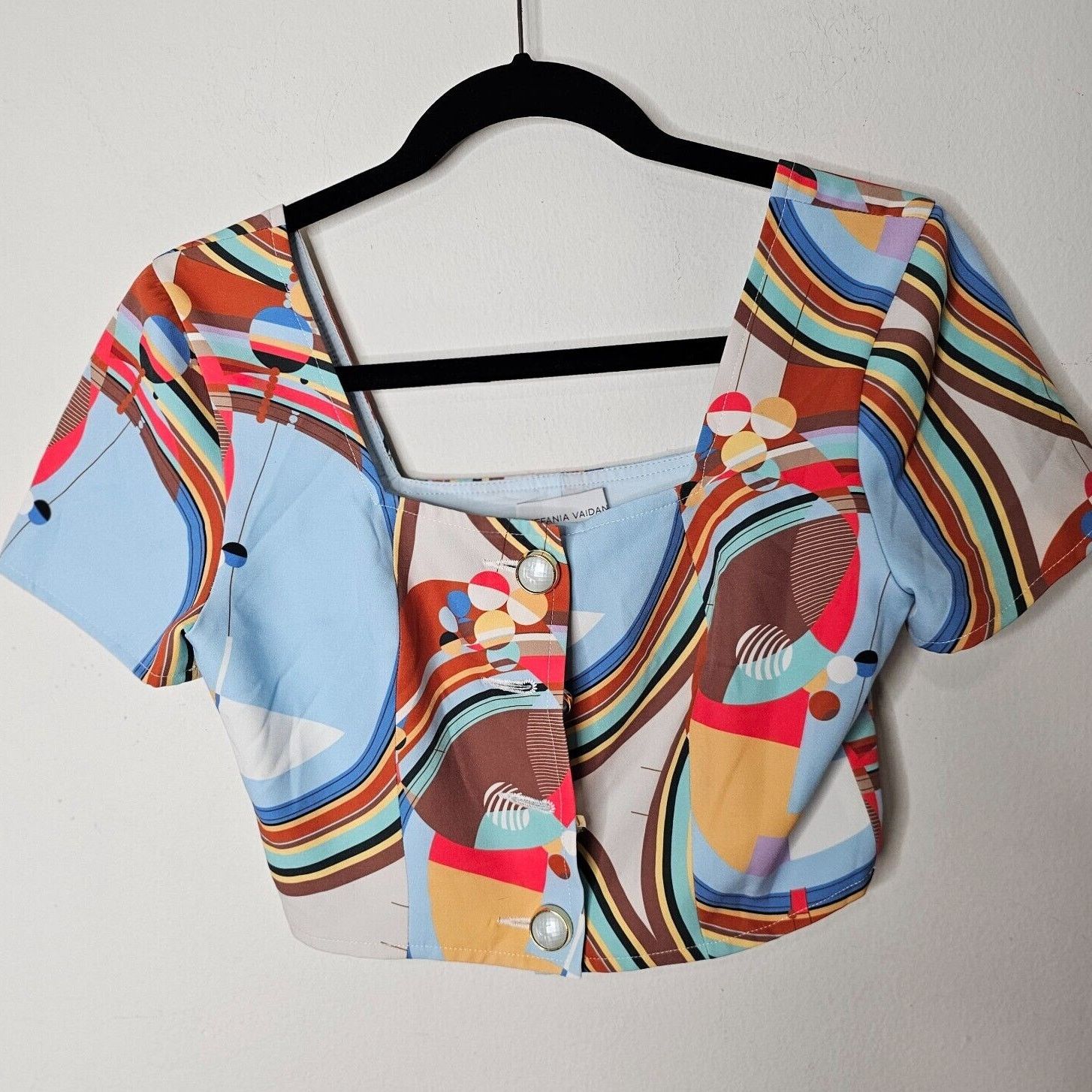 Other NWT Stefania Vaidani 60s Front Button Crop & Mini Skirt SM Size S / US 4 / IT 40 - 3 Thumbnail